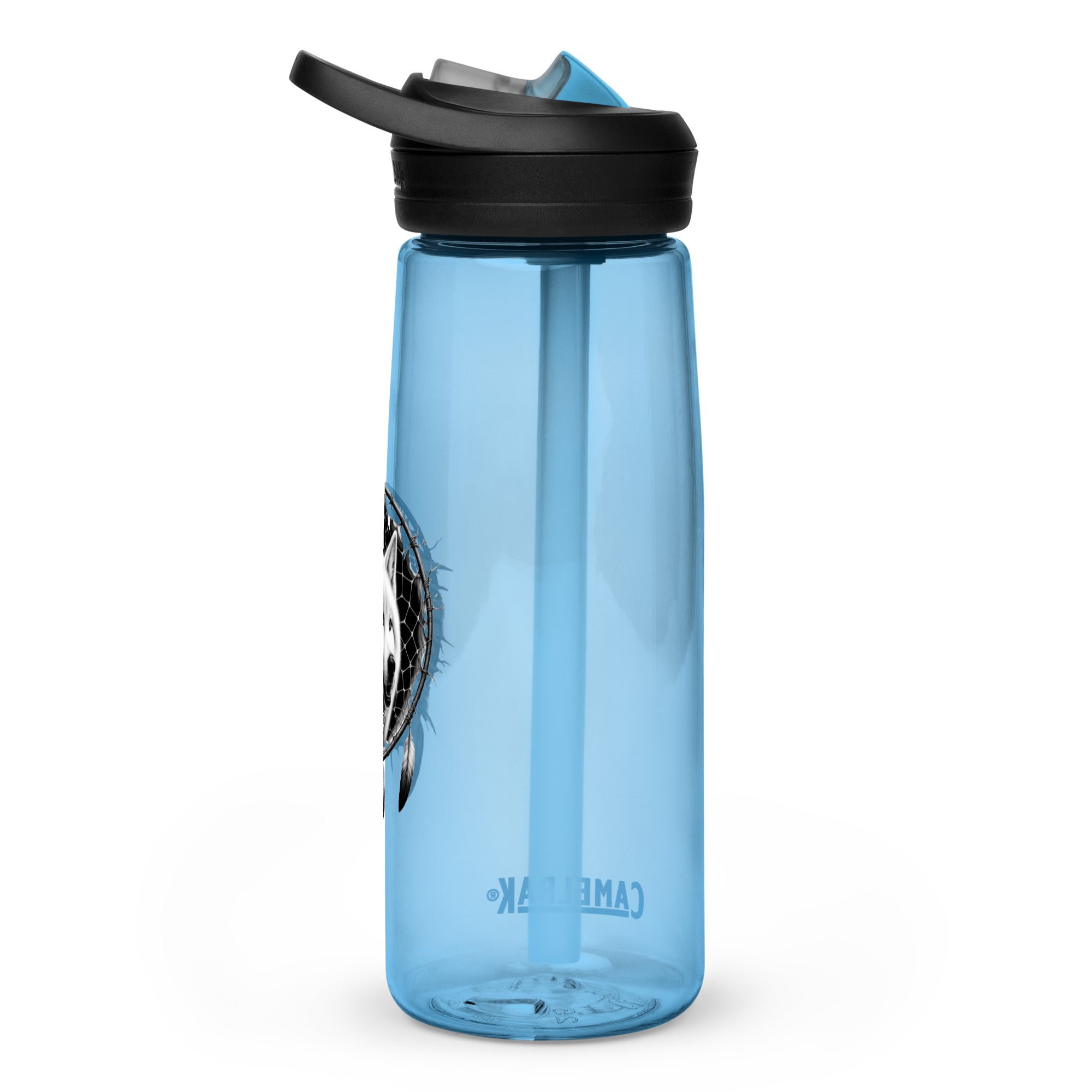 Dreamcatcher Wolf – Sports Water Bottle Realistic Native American Talisman Mythology Graphic Design