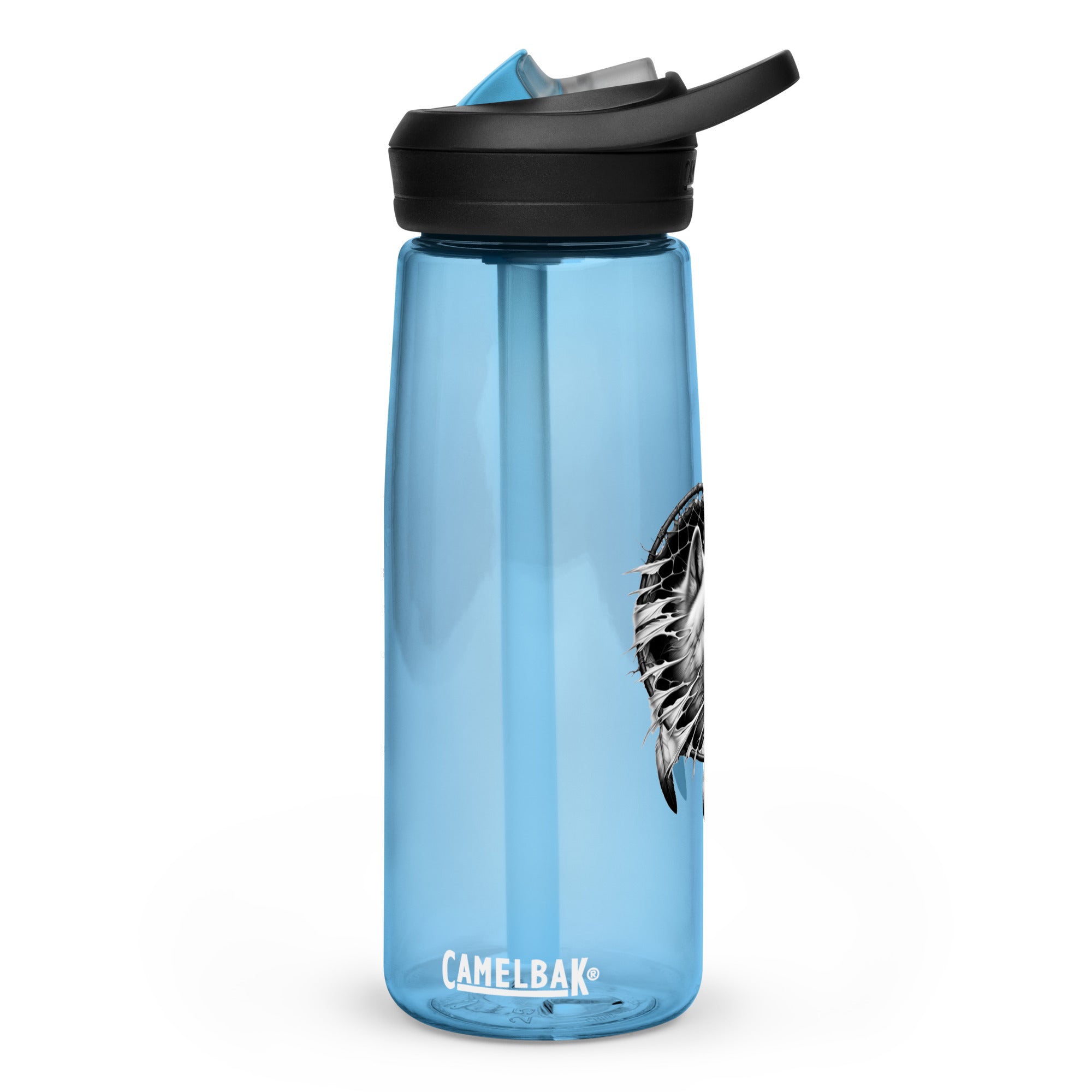Dreamcatcher Wolf – Sports Water Bottle Realistic Native American Talisman Mythology Graphic Design