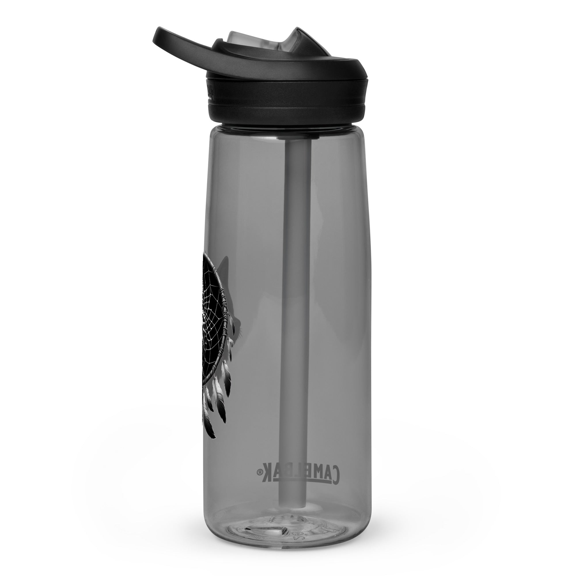 Dreamcatcher Wolf – Sports Water Bottle Realistic Native American Talisman Mythology Graphic Design