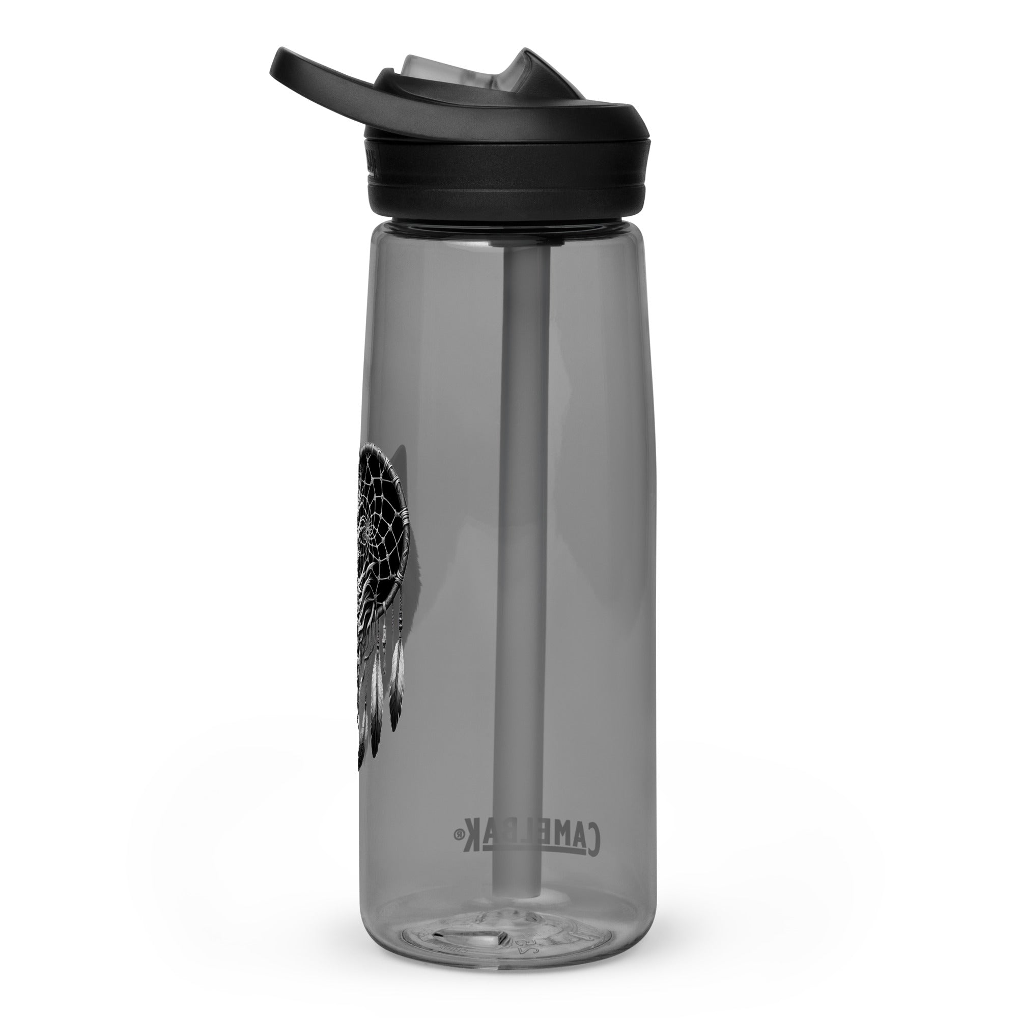 Dreamcatcher Wolf – Sports Water Bottle Realistic Native American Talisman Mythology Graphic Design