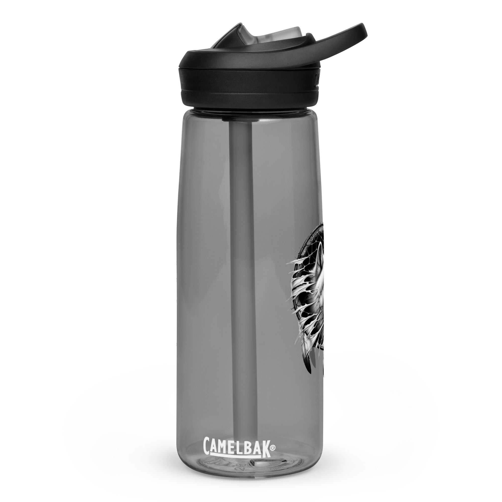 Dreamcatcher Wolf – Sports Water Bottle Realistic Native American Talisman Mythology Graphic Design