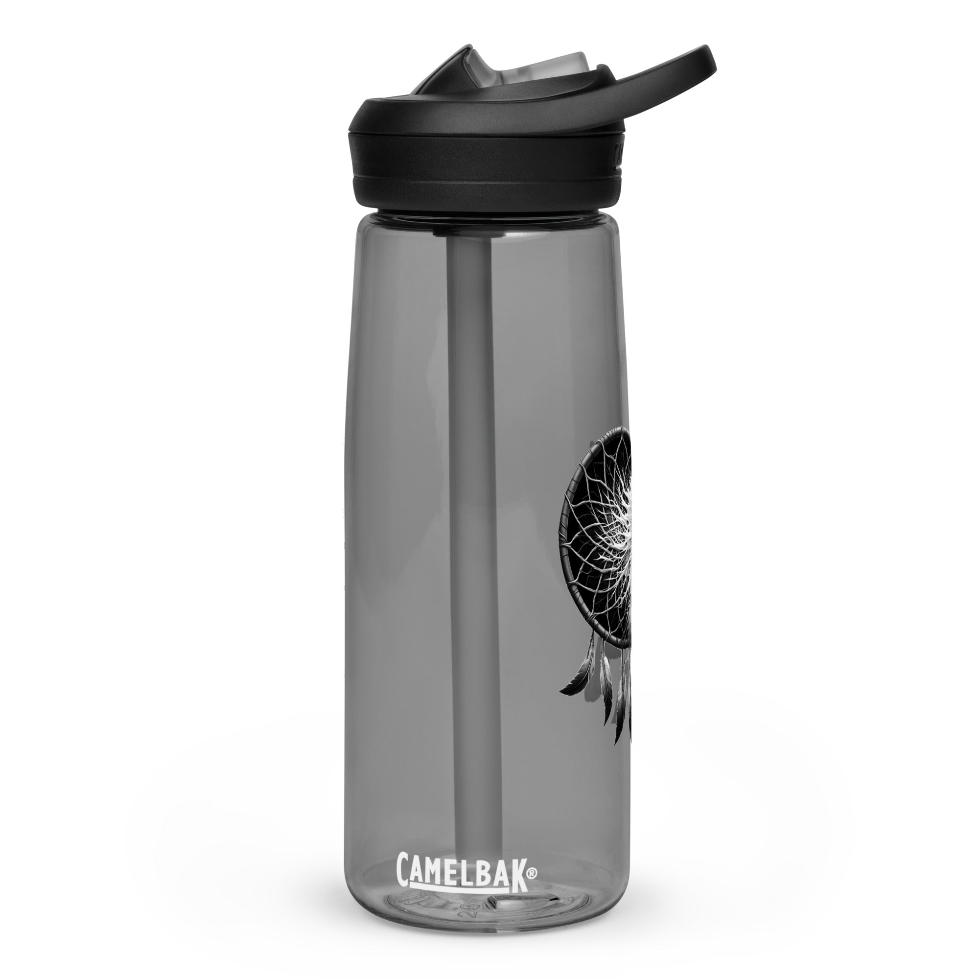 Dreamcatcher Wolf – Sports Water Bottle Realistic Native American Talisman Mythology Graphic Design