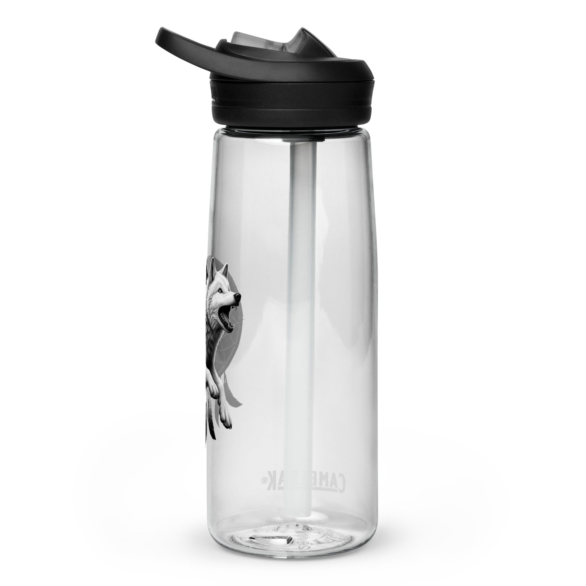 Dreamcatcher Wolf – Sports Water Bottle Realistic Native American Talisman Mythology Graphic Design