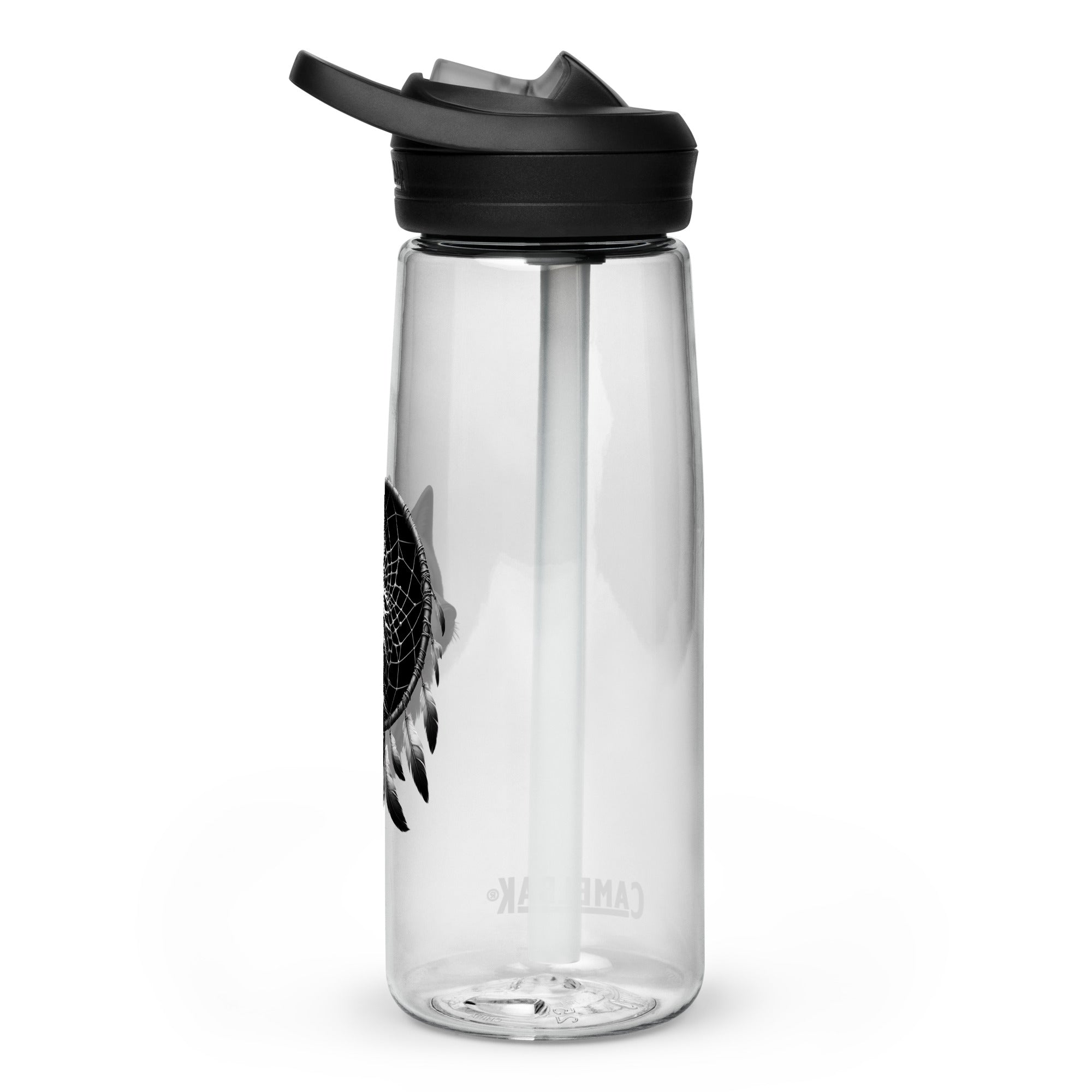 Dreamcatcher Wolf – Sports Water Bottle Realistic Native American Talisman Mythology Graphic Design