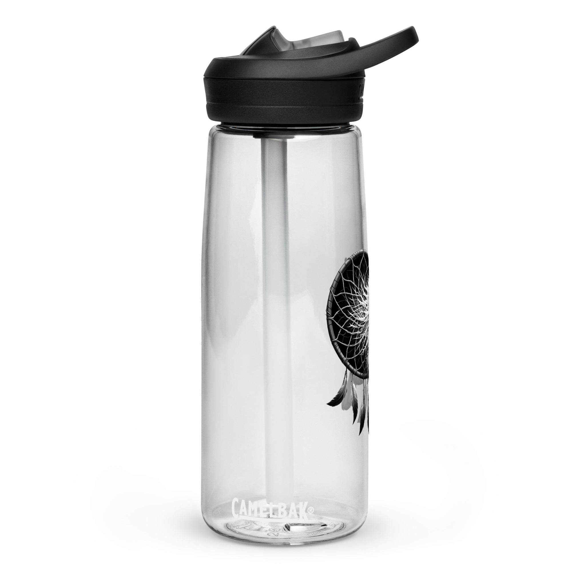 Dreamcatcher Wolf – Sports Water Bottle Realistic Native American Talisman Mythology Graphic Design