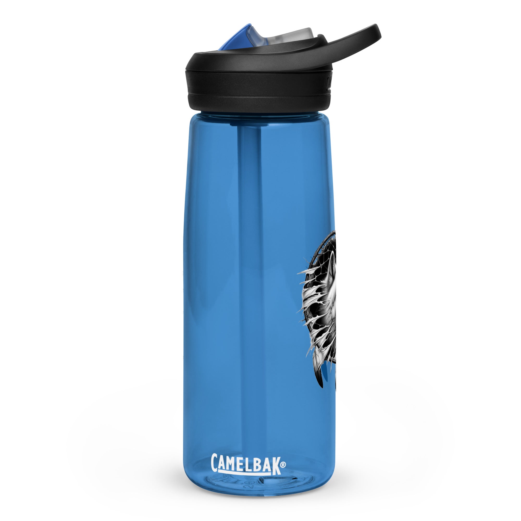 Dreamcatcher Wolf – Sports Water Bottle Realistic Native American Talisman Mythology Graphic Design