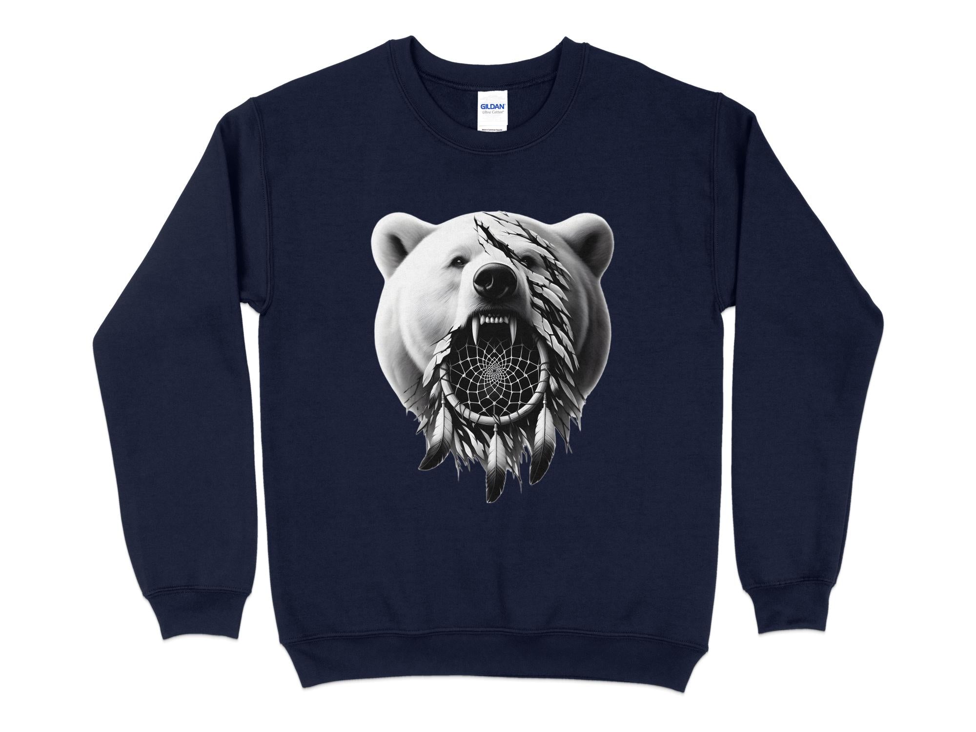 Dreamcatcher Bear - Coloured Gildan Sweatshirt Realistic Native American Talisman Unisex Mythology Tee Graphic Design