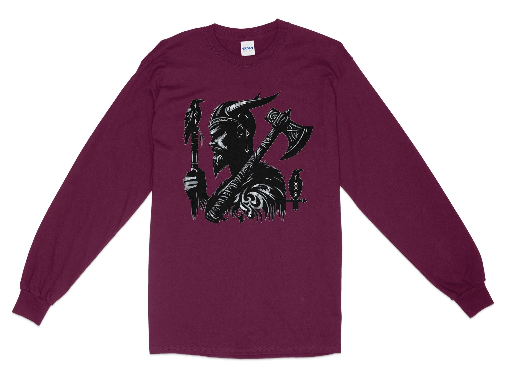 Viking Odin - Coloured Gildan Long Sleeve Norse Talisman Men Women Unisex Valhalla Tee