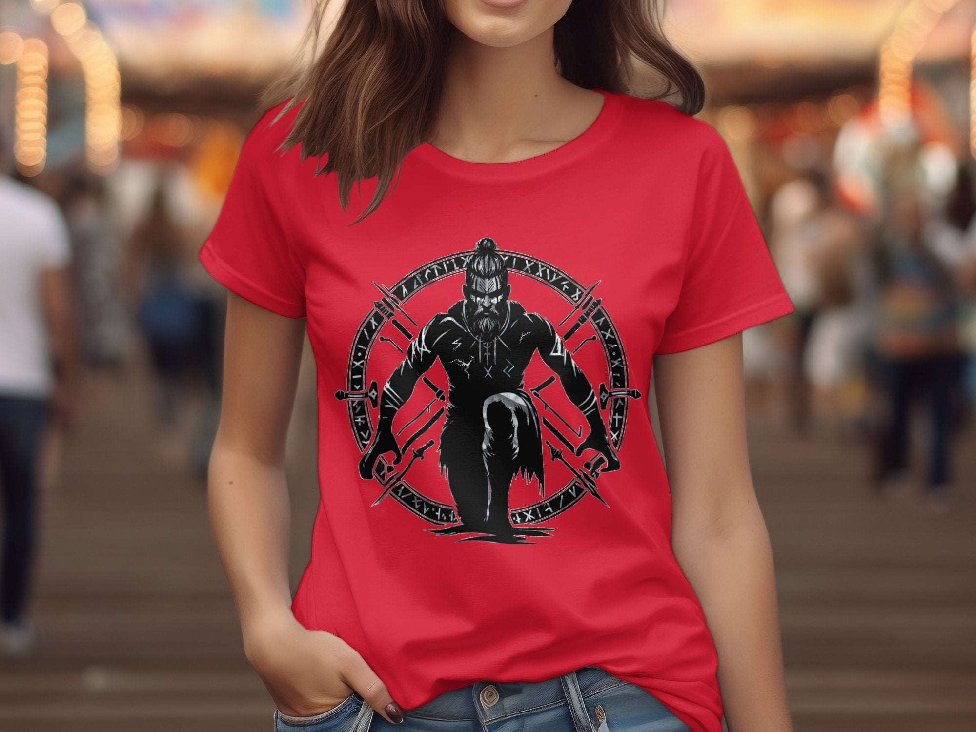 Viking Watchman - Coloured Gildan T Shirt White Norse Talisman Men Women Unisex Valhalla Tee