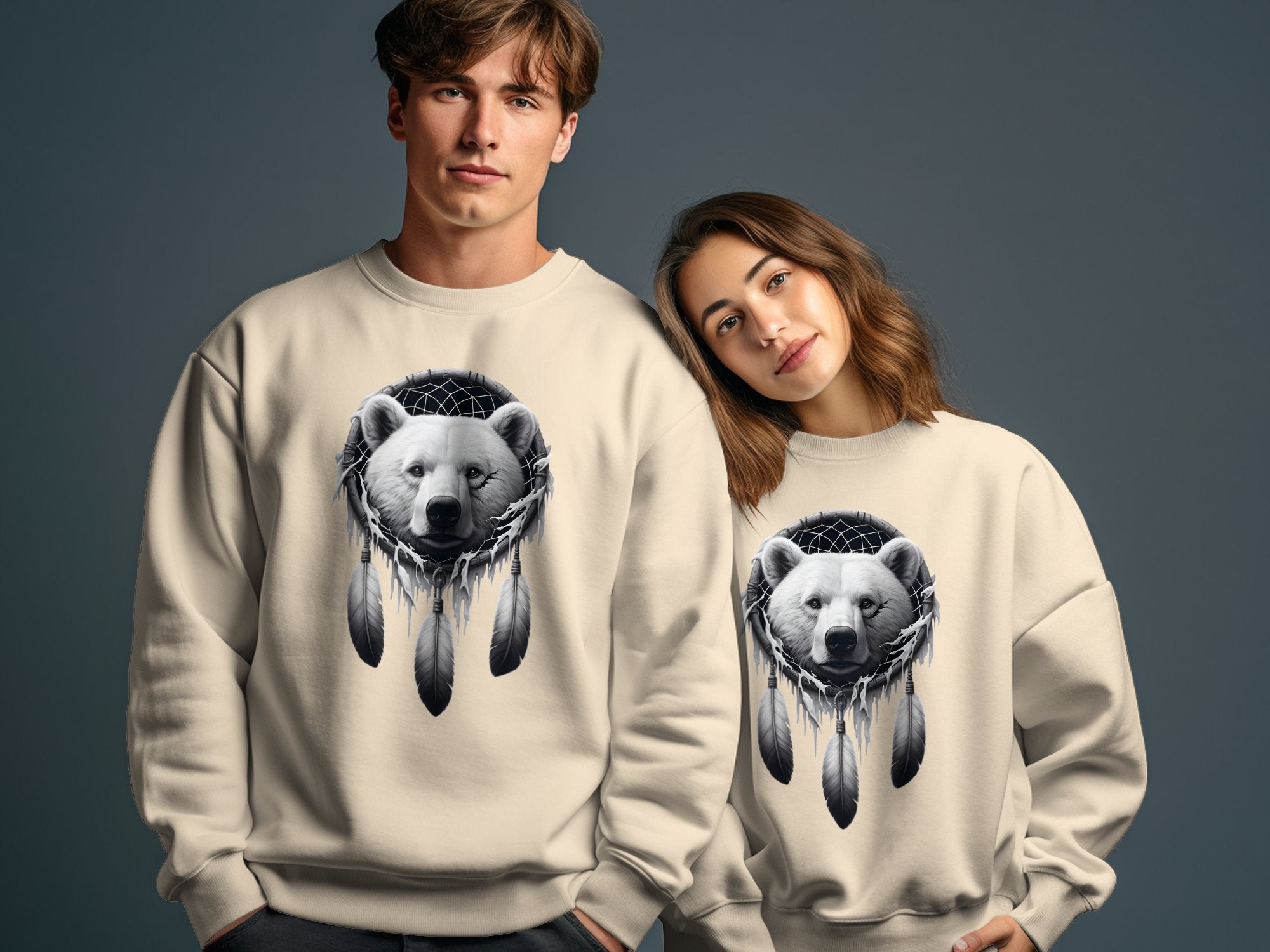 Dreamcatcher Bear - Coloured Gildan Sweatshirt Realistic Native American Talisman Unisex Mythology Tee Graphic Design