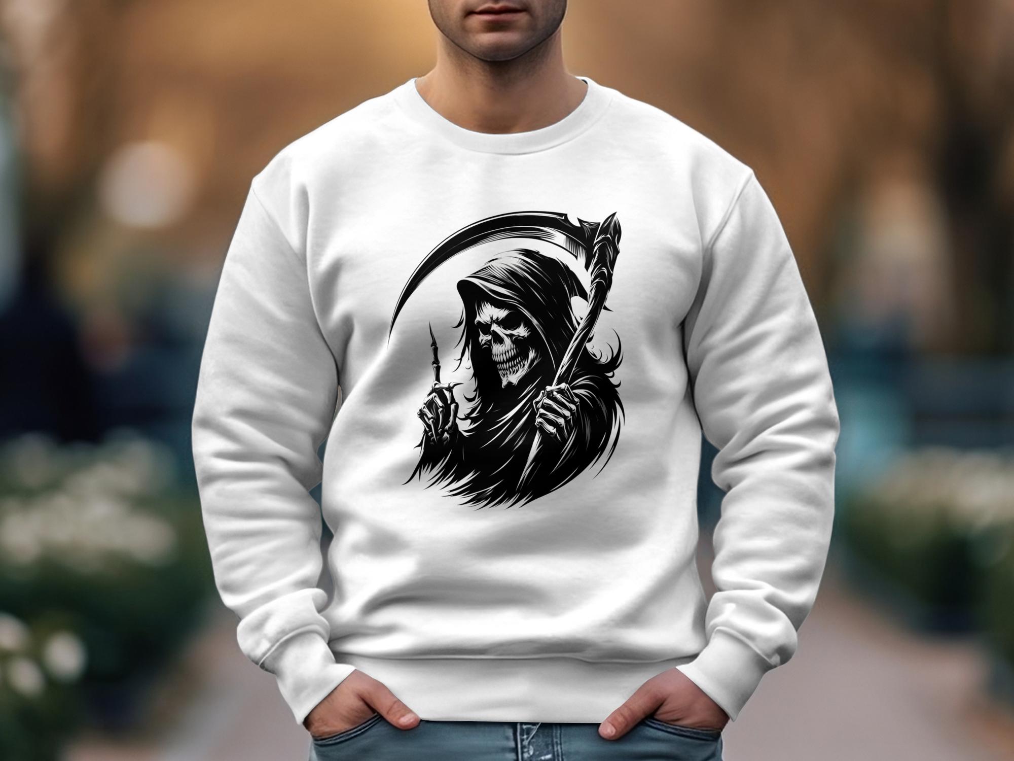 Grim Reaper - Black White Gildan Sweatshirt Commemorative Talisman Unisex Tee Graphic Design