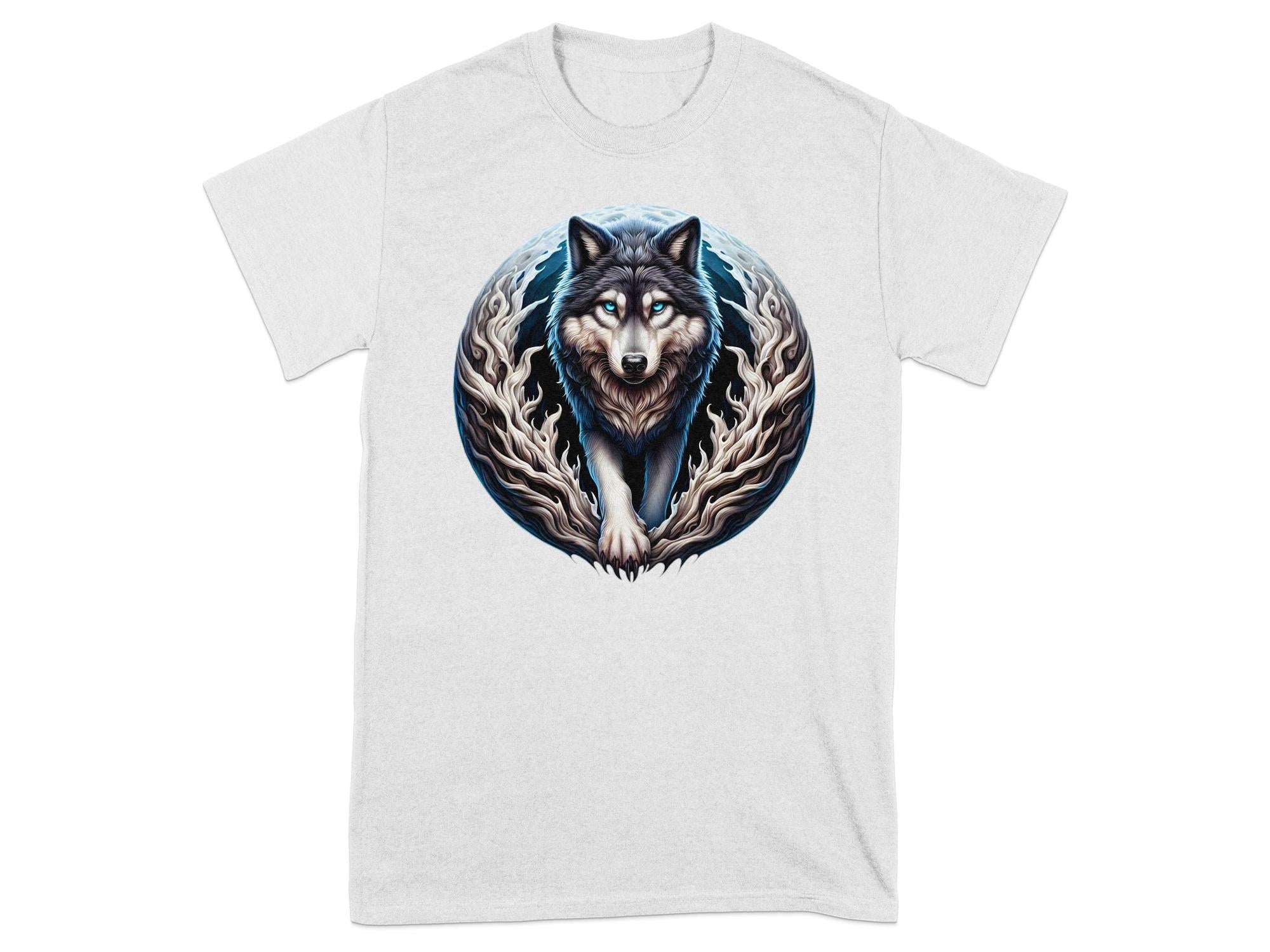 Moon Wolf - T-Shirt Realistic Full Colour Animal Talisman Unisex Mythology Tee Gildan Graphic Design