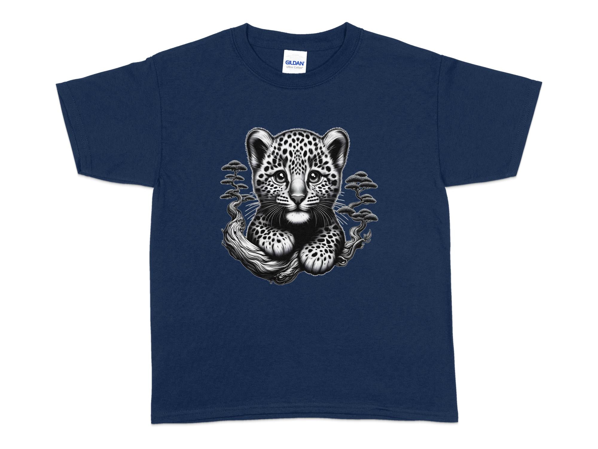 Leopard Bonsai - Coloured Gildan Kids T-Shirt Realistic Animal Talisman Unisex Cute Tee Graphic Design