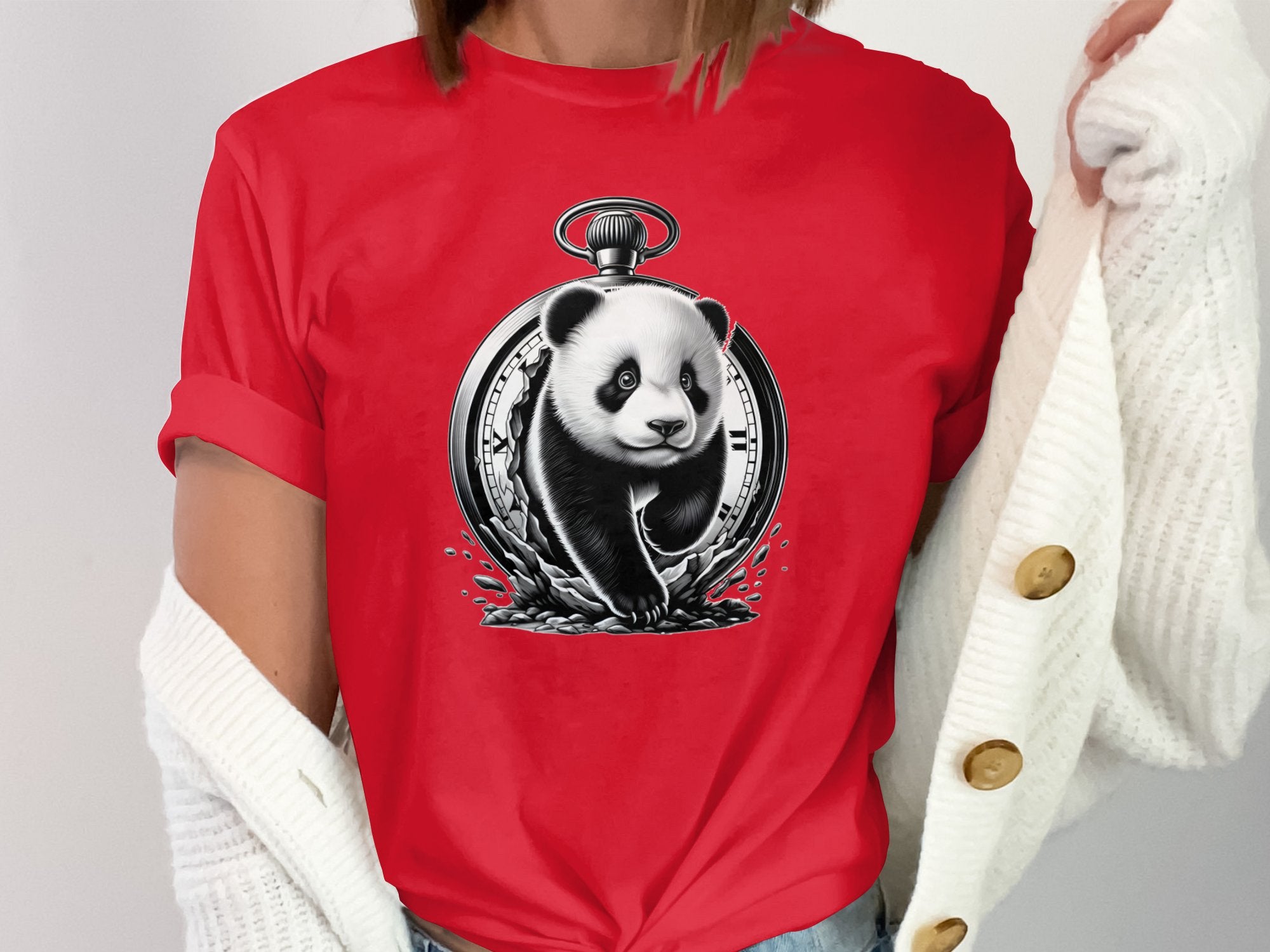 Panda - Coloured Gildan T-Shirt Realistic Animal Talisman Unisex Cute Tee Graphic Design