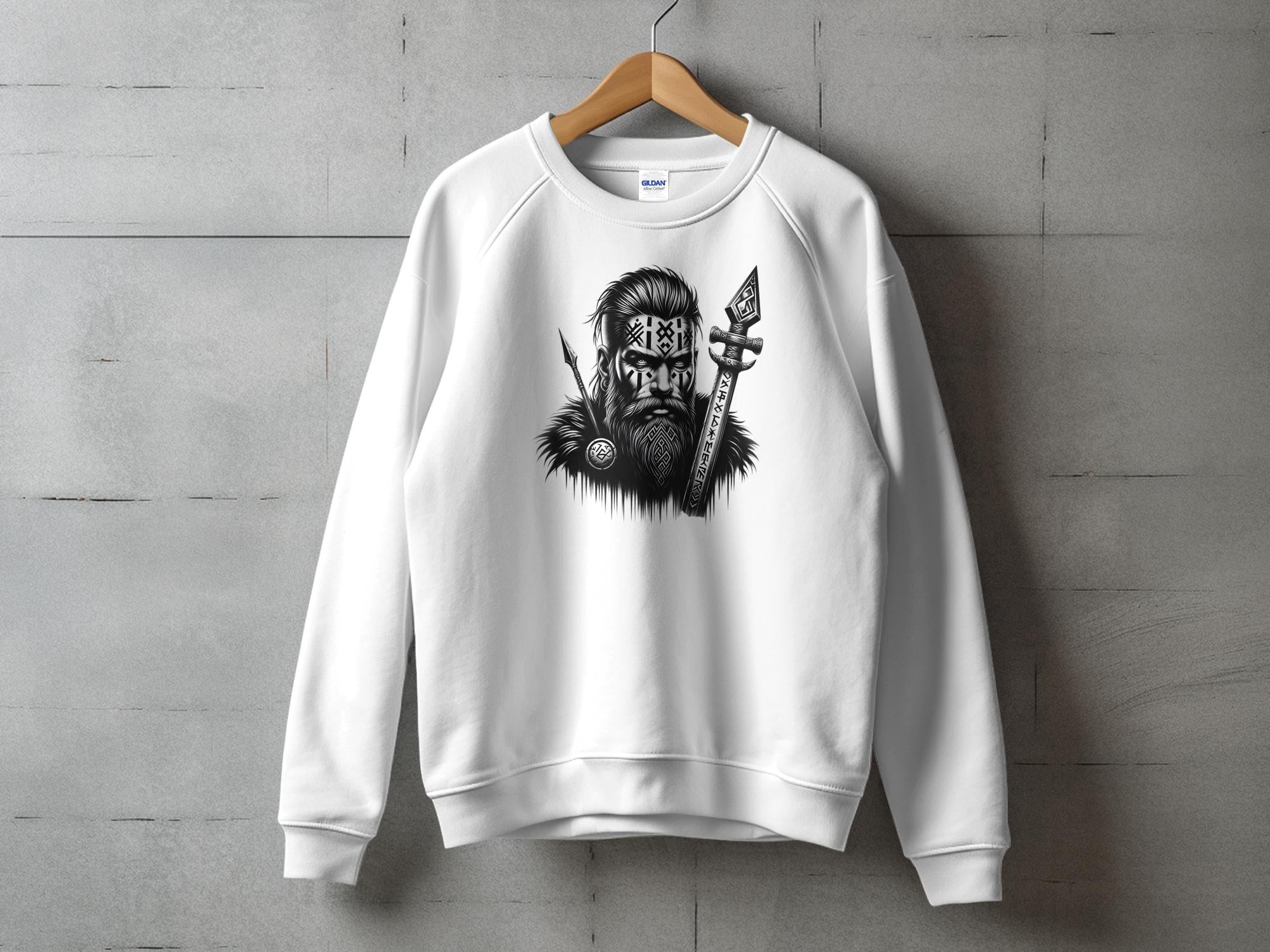 Viking Stoic - Coloured Gildan Sweatshirt Realistic Norse Talisman Men Women Unisex Valhalla Tee Graphic Design