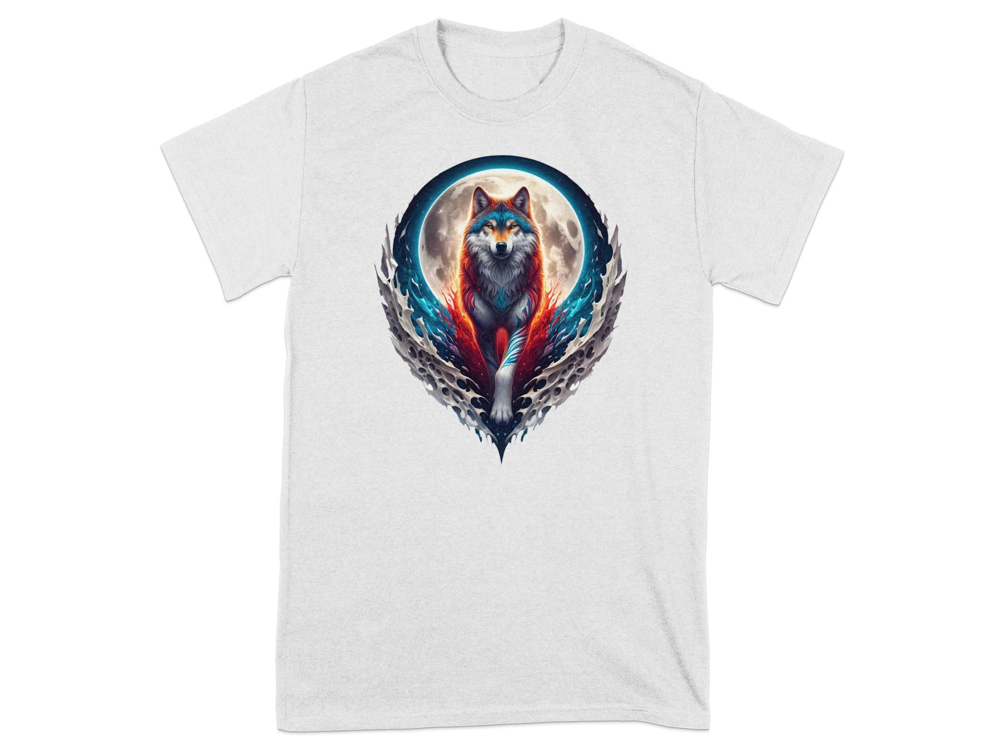 Moon Wolf - T-Shirt Realistic Full Colour Animal Talisman Unisex Mythology Tee Gildan Graphic Design