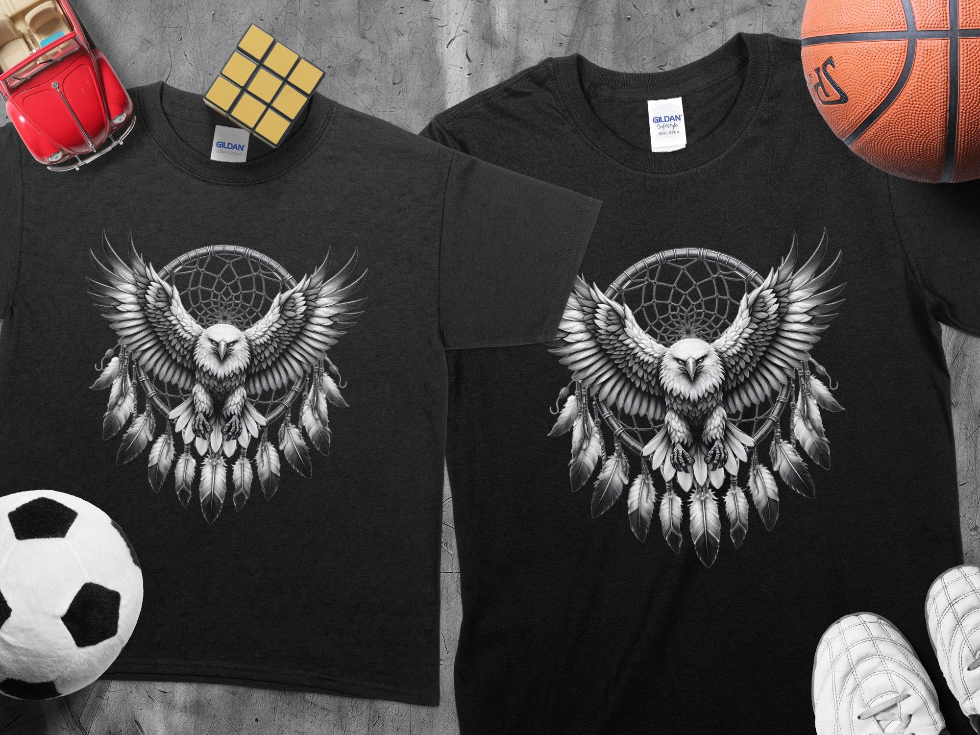 Dreamcatcher Eagle - Coloured Gildan Kids T-Shirt Realistic Native American Talisman Unisex Mythology Tee Graphic Design