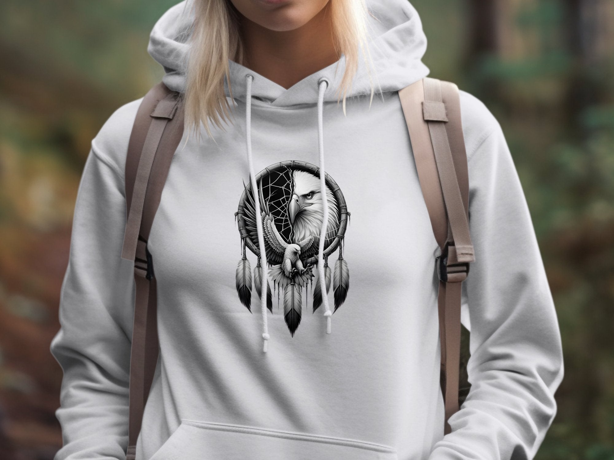 Dreamcatcher Eagle - Coloured Gildan Hoodie Realistic Native American Talisman Unisex Mythology Tee Graphic Design