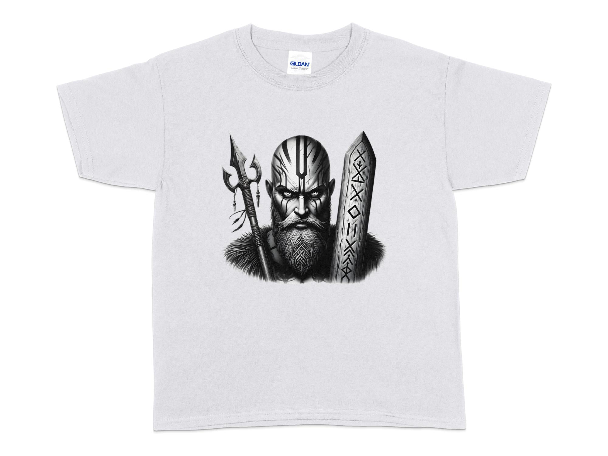 Viking Strength - Coloured Gildan Kids T-Shirt Realistic Norse Talisman Unisex Valhalla Tee Graphic Design