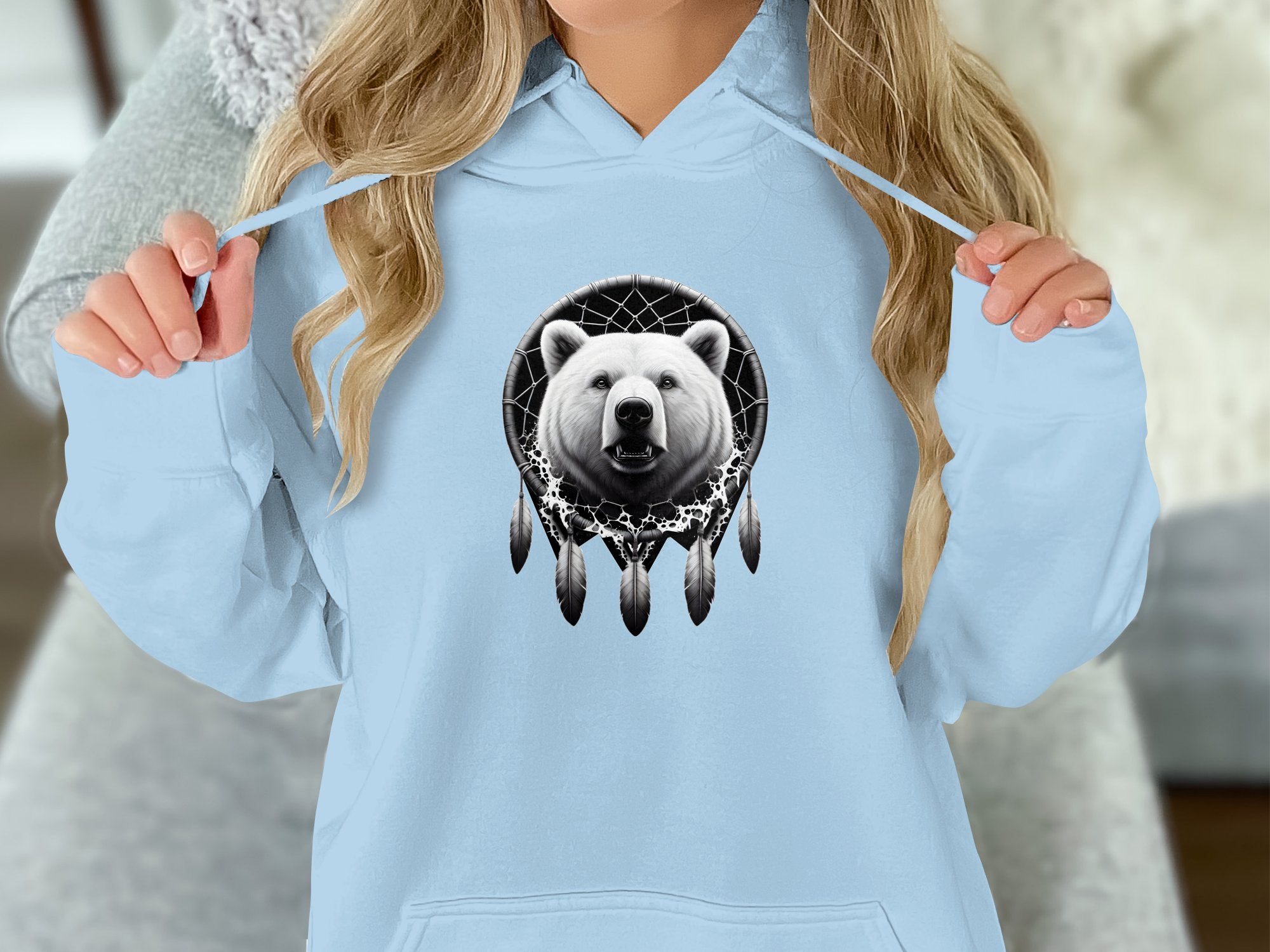 Dreamcatcher Bear - Coloured Gildan Hoodie Realistic Native American Talisman Unisex Mythology Tee Graphic Design