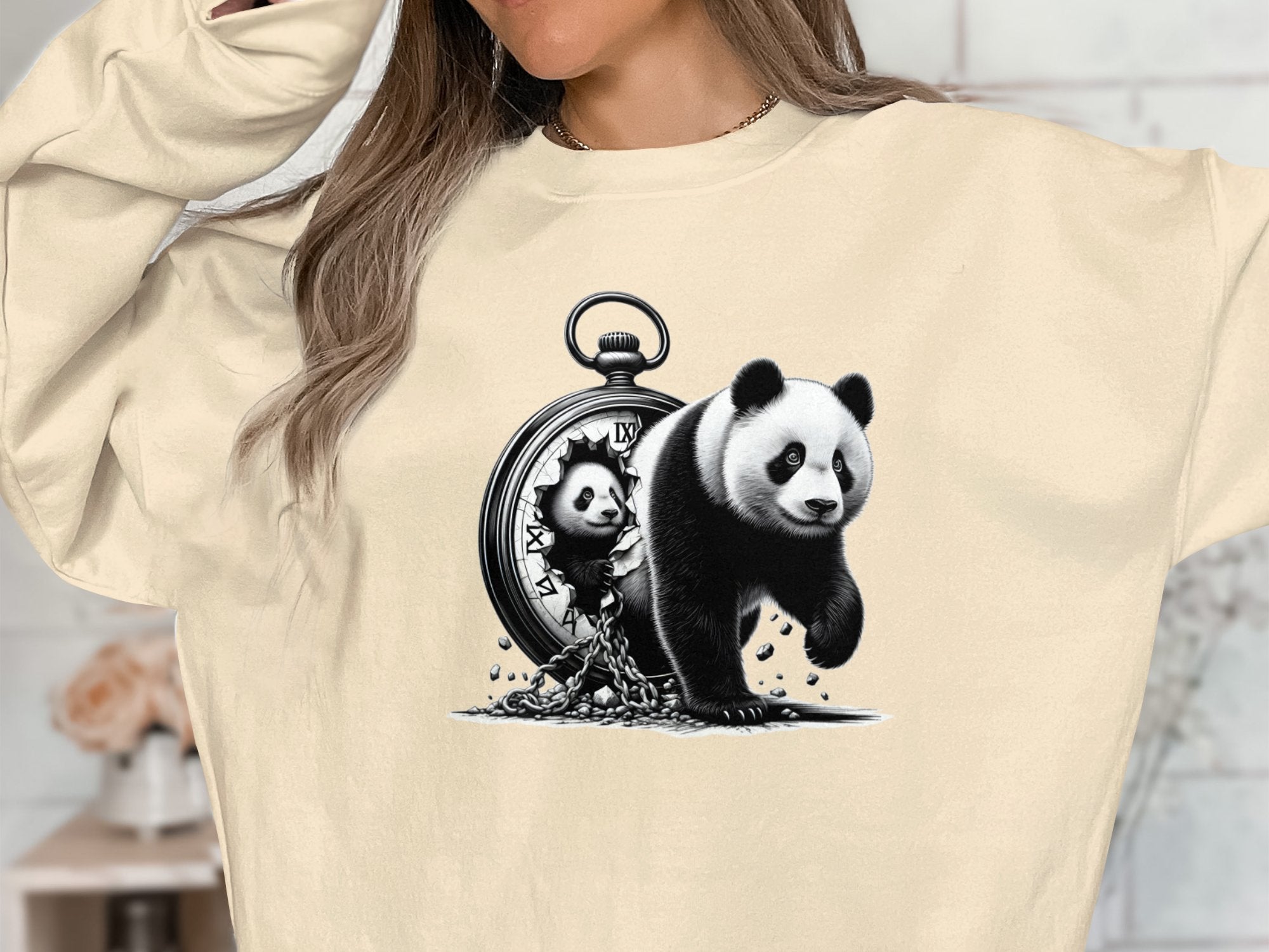 Panda - Coloured Gildan Sweatshirt Realistic Animal Talisman Unisex Cute Tee Graphic Design