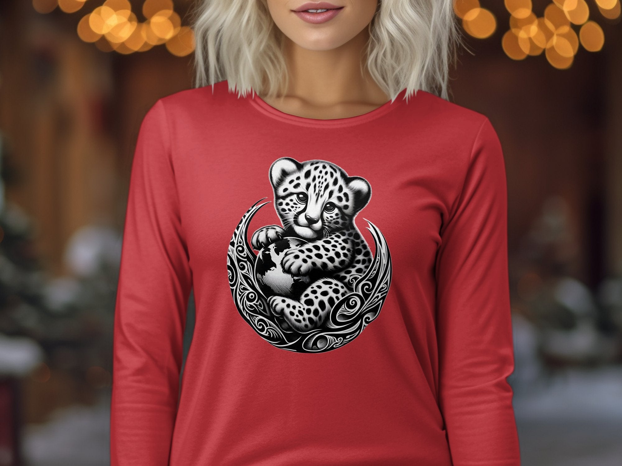 Cheetah World - Coloured Gildan Long Sleeve Realistic Animal Talisman Unisex Cute Tee Graphic Design