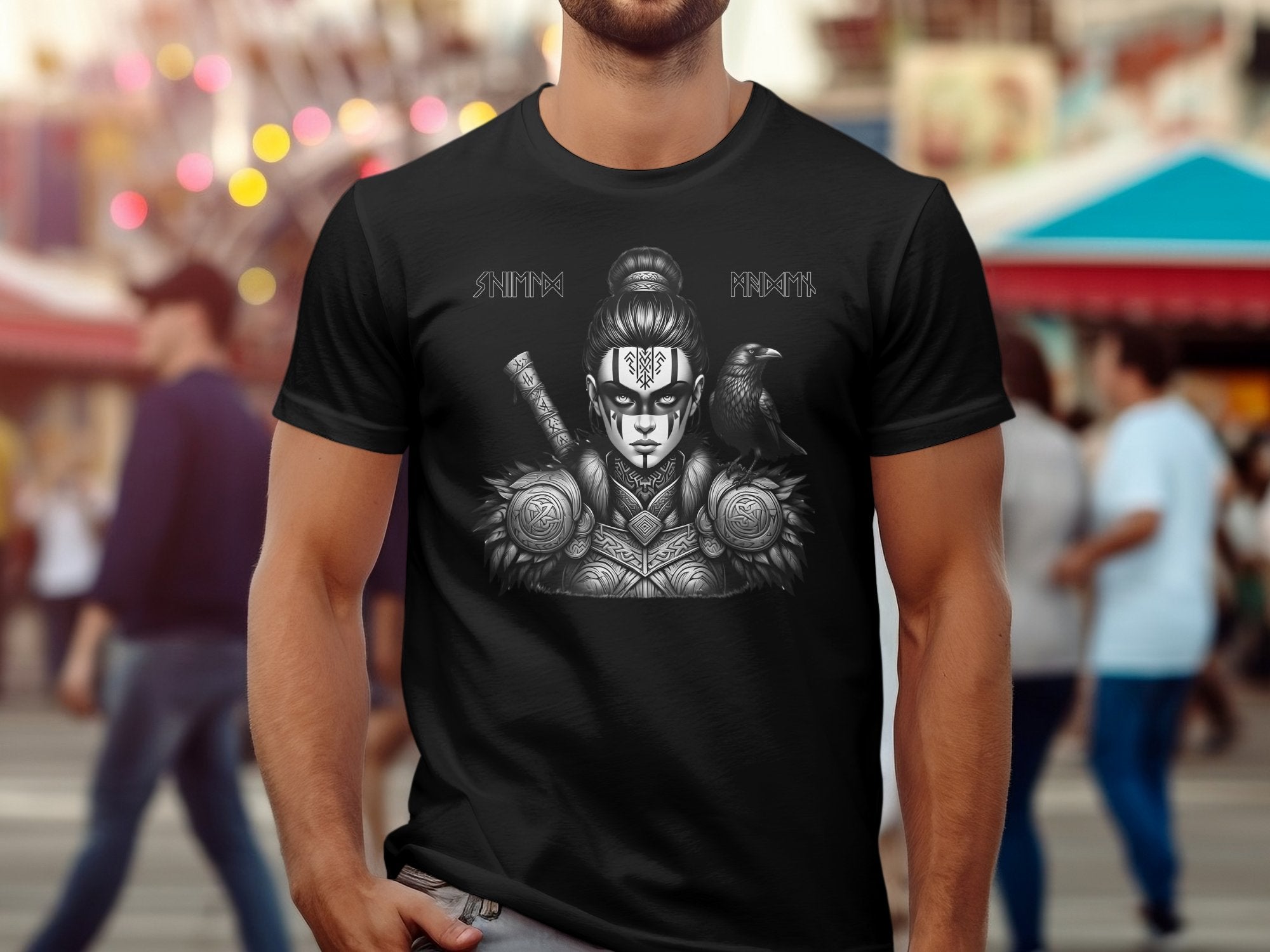 Viking Shield Maiden - Coloured Gildan T Shirt Realistic Norse Talisman Men Women Unisex Valhalla Tee Graphic Design