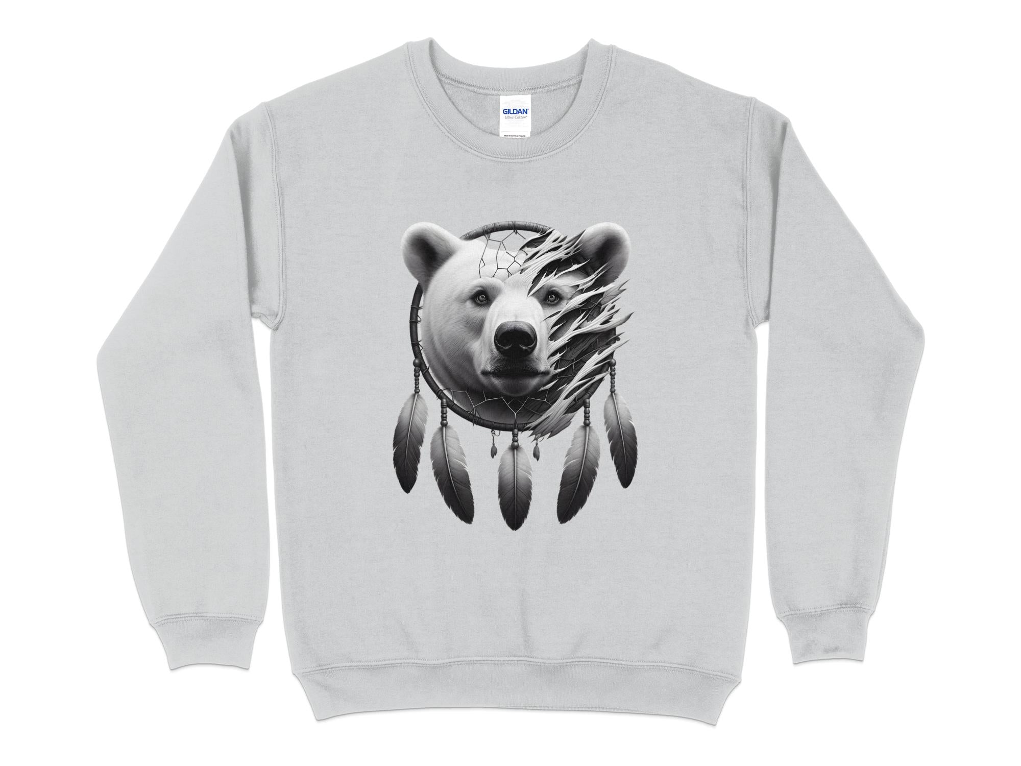 Dreamcatcher Bear - Coloured Gildan Sweatshirt Realistic Native American Talisman Unisex Mythology Tee Graphic Design