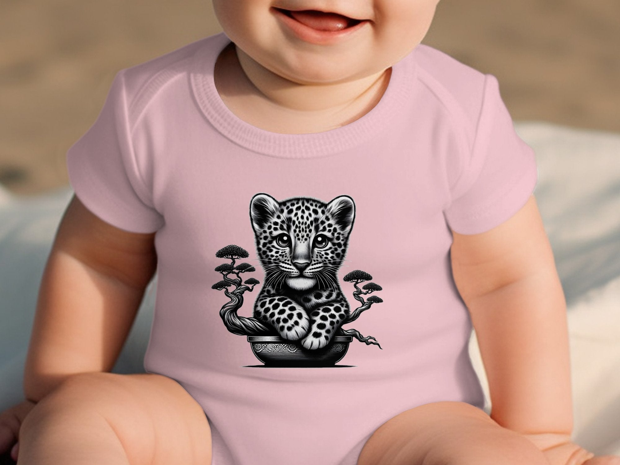 Leopard Bonsai - Coloured Toddler Bodysuit Realistic Animal Talisman Unisex Cute Tee Graphic Design