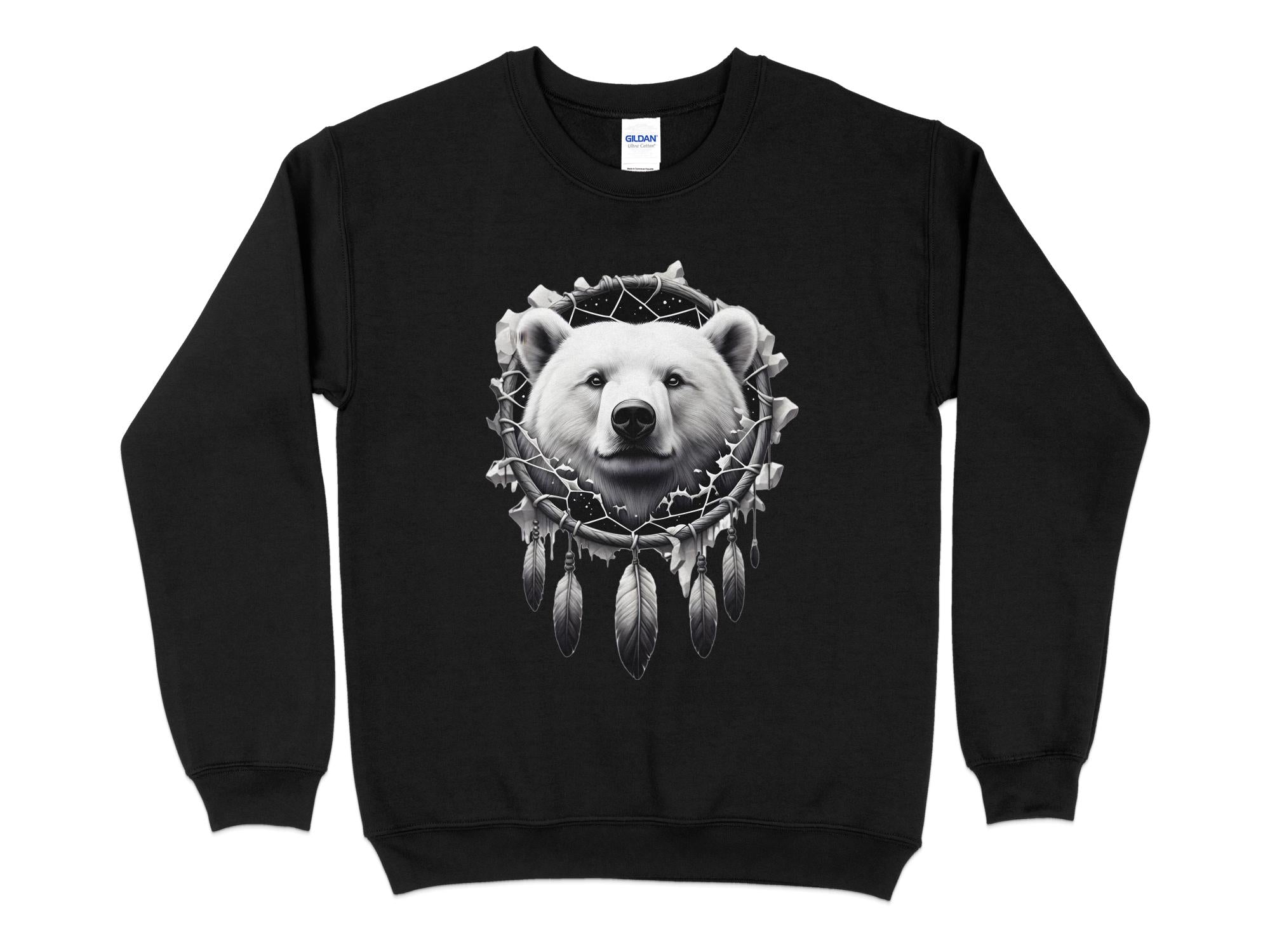 Dreamcatcher Bear - Coloured Gildan Sweatshirt Realistic Native American Talisman Unisex Mythology Tee Graphic Design