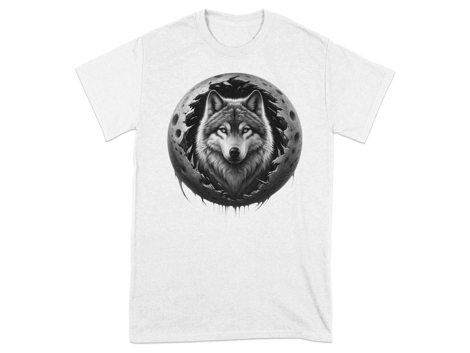 Moon Wolf - Coloured Gildan T-Shirt Realistic Animal Talisman Unisex Mythology Tee Graphic Design