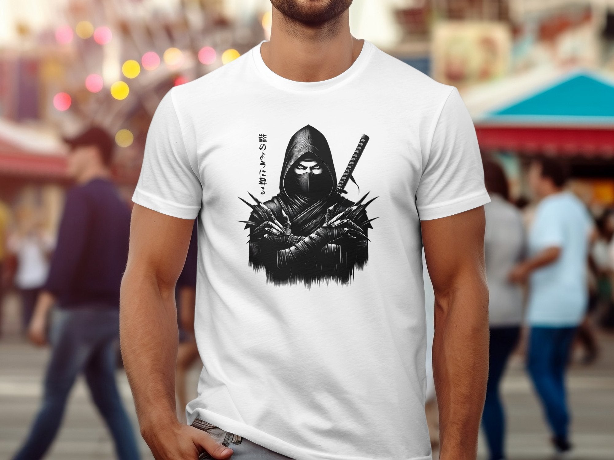 Samurai Ninja - Coloured Gildan T-Shirt Japanese Talisman Unisex Cultural Symbolic Graphic Design