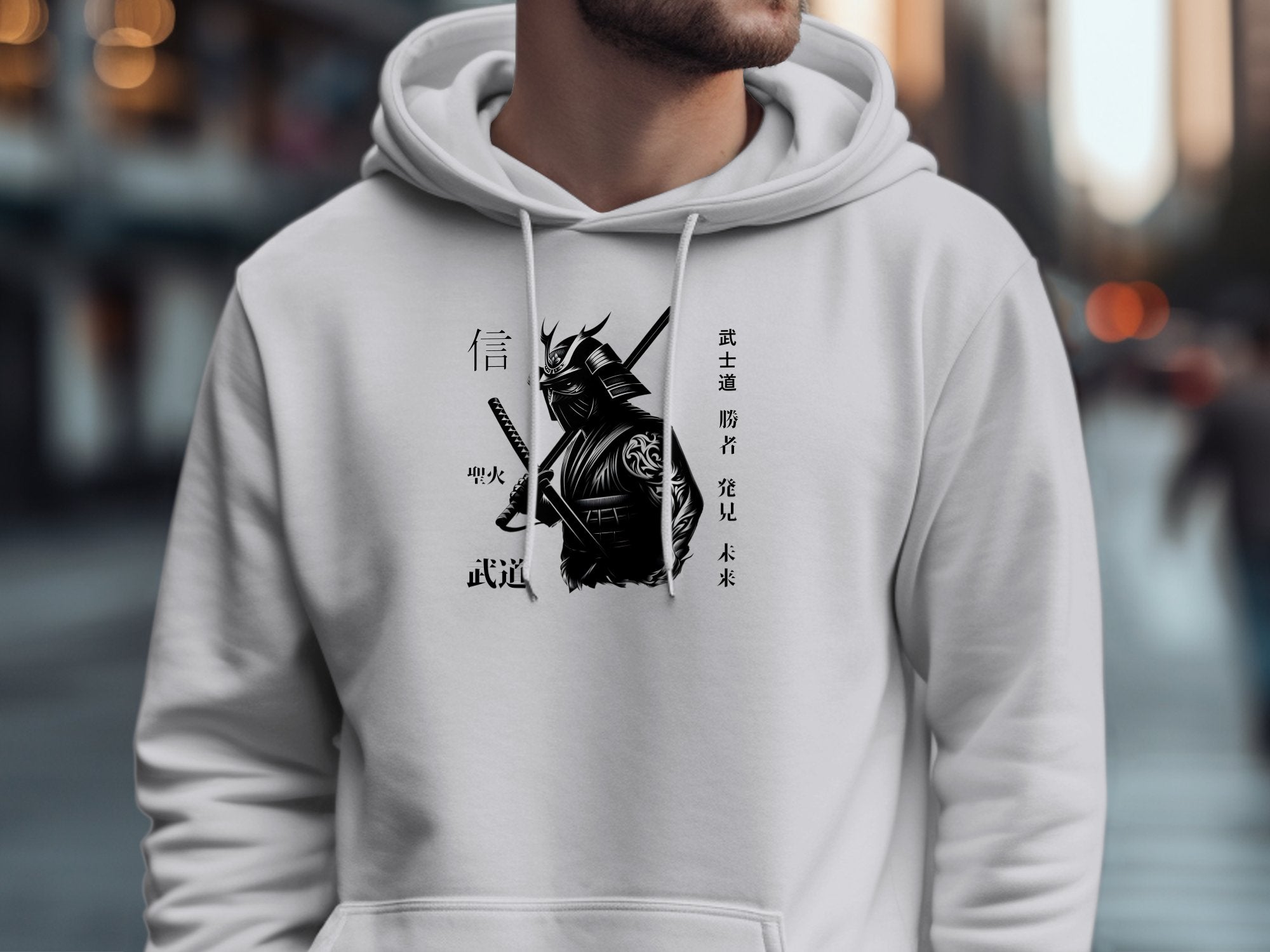 Samurai Ninja - Coloured Gildan Hoodie Japanese Talisman Unisex Cultural Symbolic Graphic Design