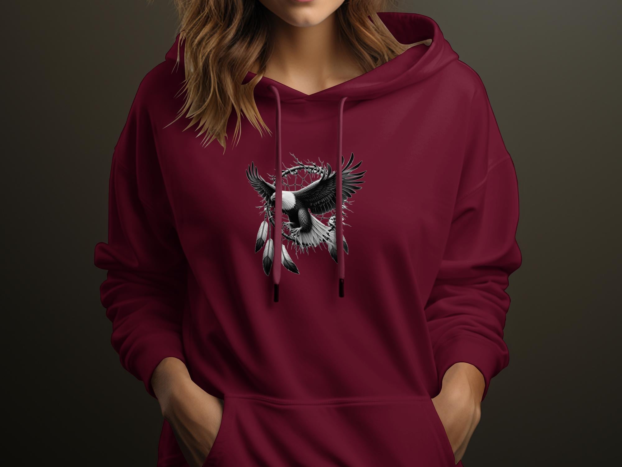 Dreamcatcher Eagle - Coloured Gildan Hoodie Realistic Native American Talisman Unisex Mythology Tee Graphic Design