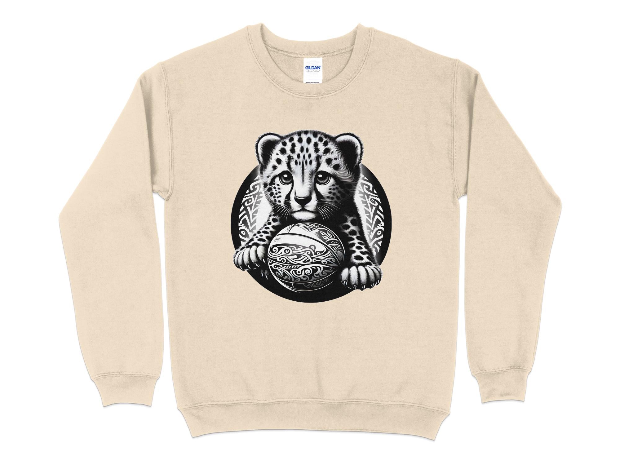 Cheetah World - Coloured Gildan Sweatshirt Realistic Animal Talisman Unisex Cute Tee Graphic Design