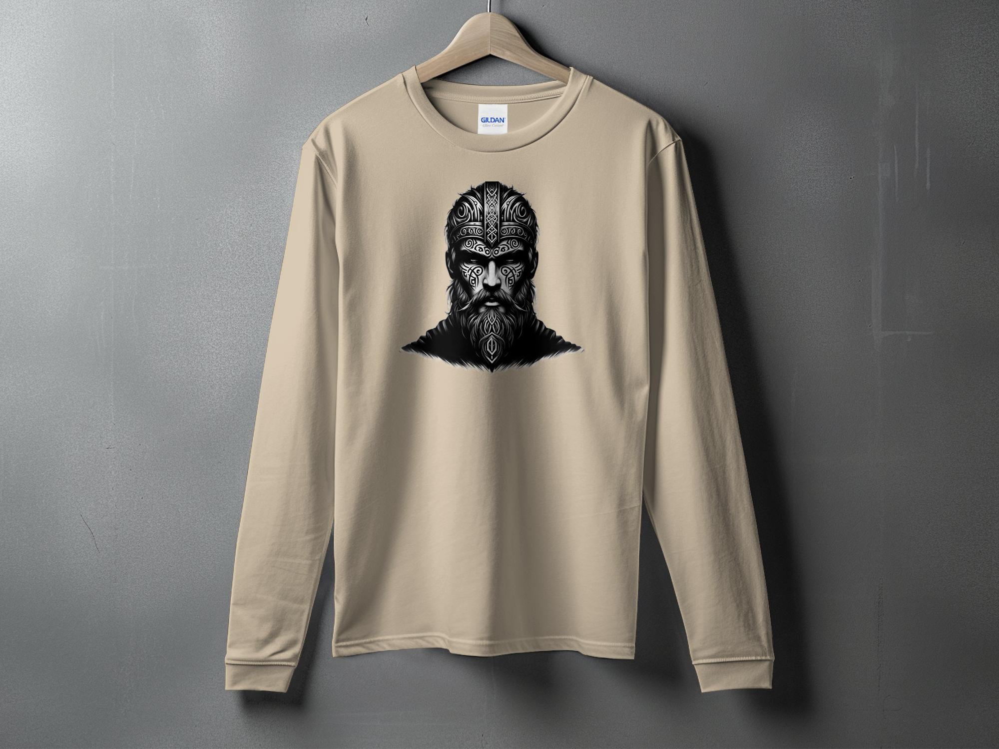 Viking Unyielding - Coloured Gildan Long Sleeve Realistic Norse Talisman Men Women Unisex Valhalla Tee Graphic Design