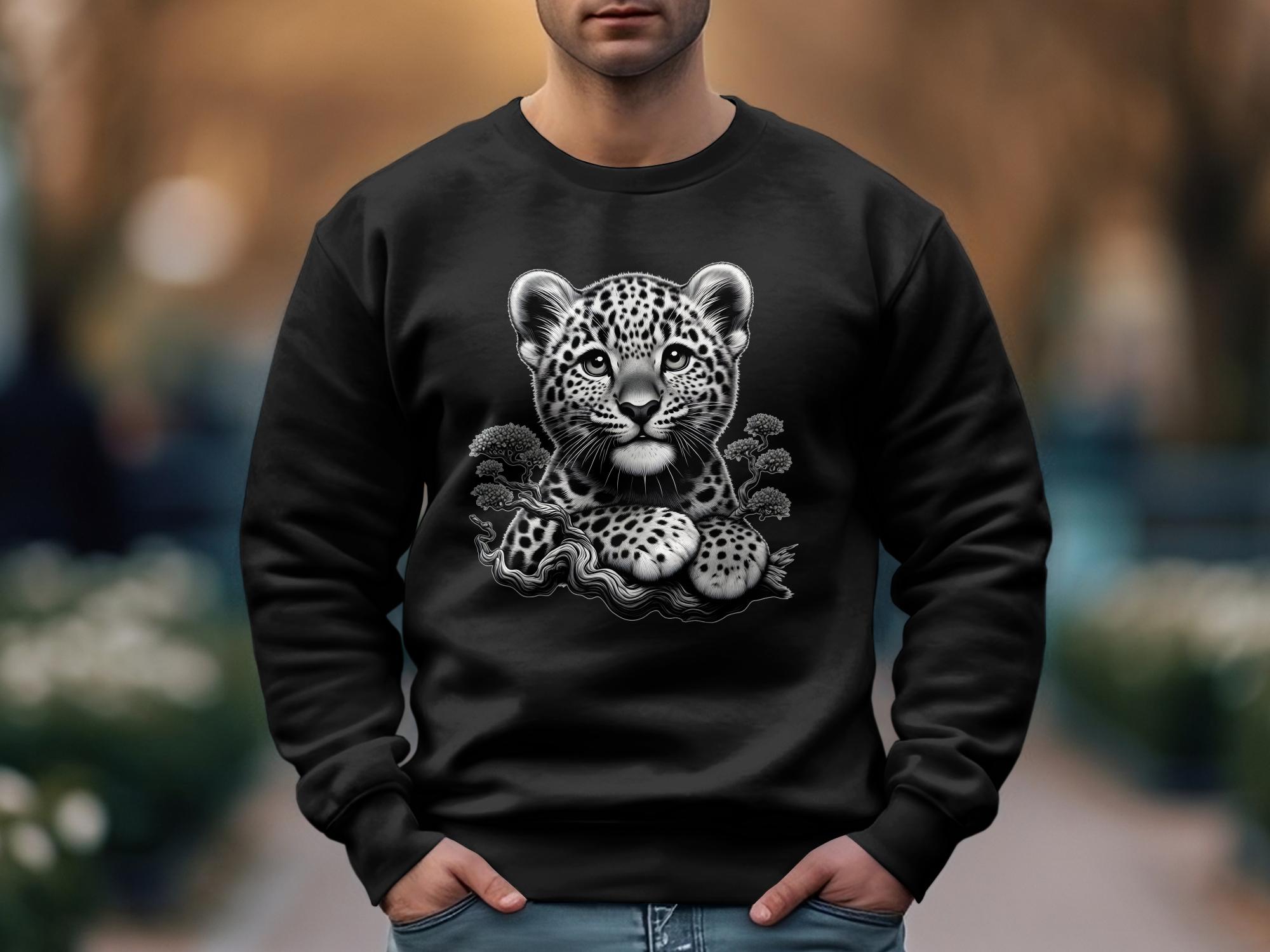 Leopard Bonsai - Coloured Gildan Sweatshirt Realistic Animal Talisman Unisex Cute Tee Graphic Design