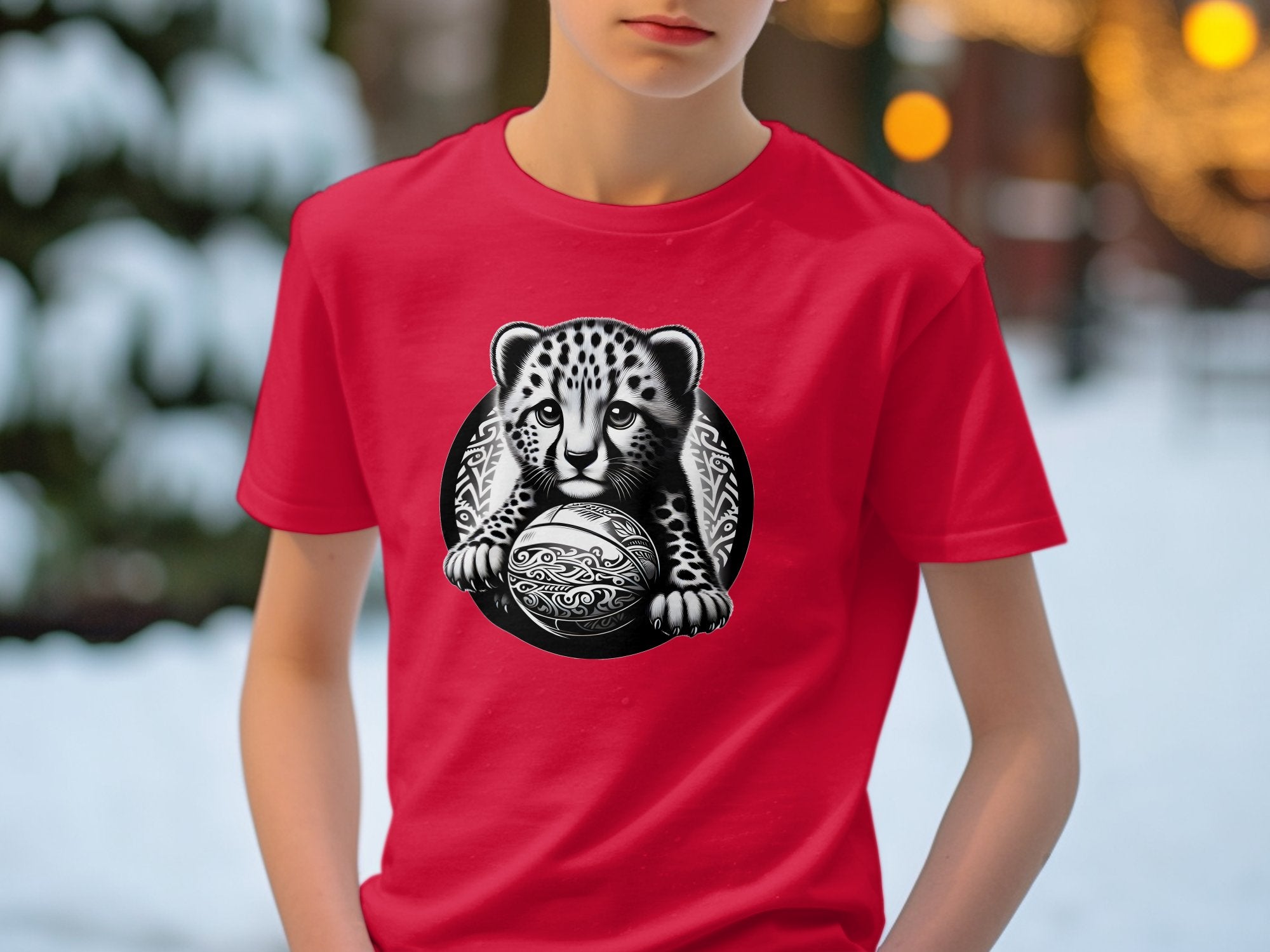 Cheetah World - Coloured Gildan Kids T-Shirt Realistic Animal Talisman Unisex Cute Tee Graphic Design