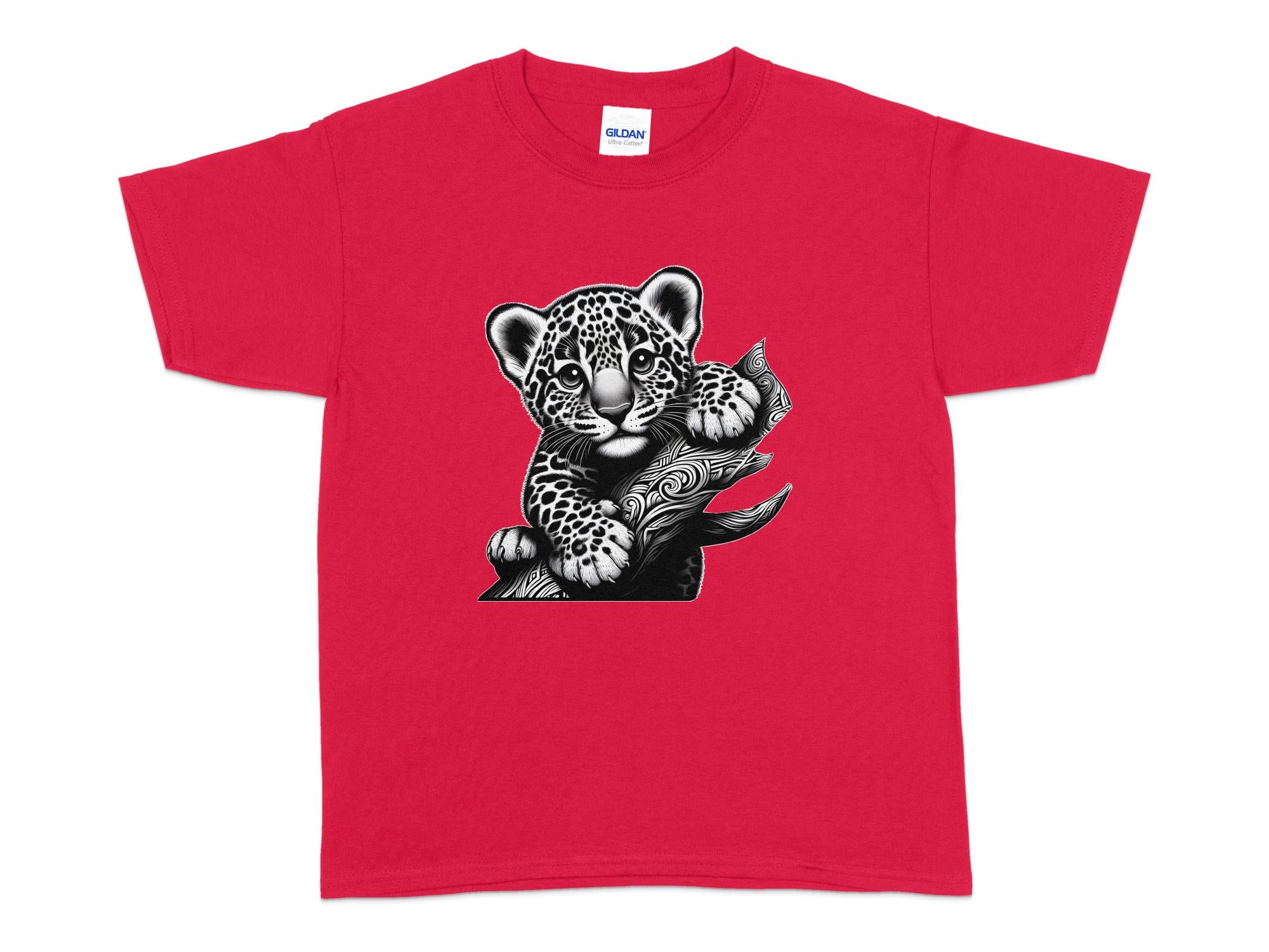 Leopard Bonsai - Coloured Gildan Kids T-Shirt Realistic Animal Talisman Unisex Cute Tee Graphic Design