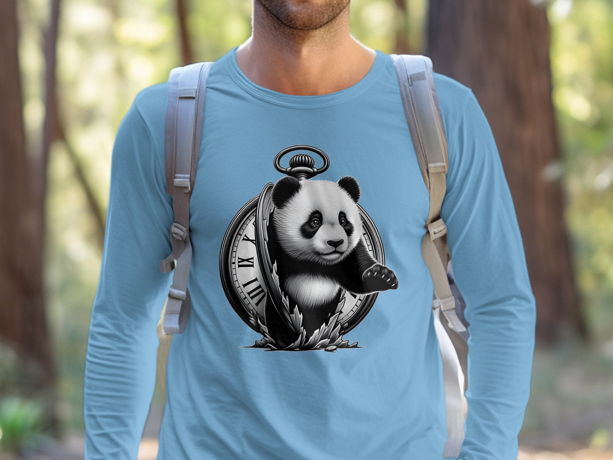 Panda - Coloured Gildan Long Sleeve Realistic Animal Talisman Unisex Cute Tee Graphic Design