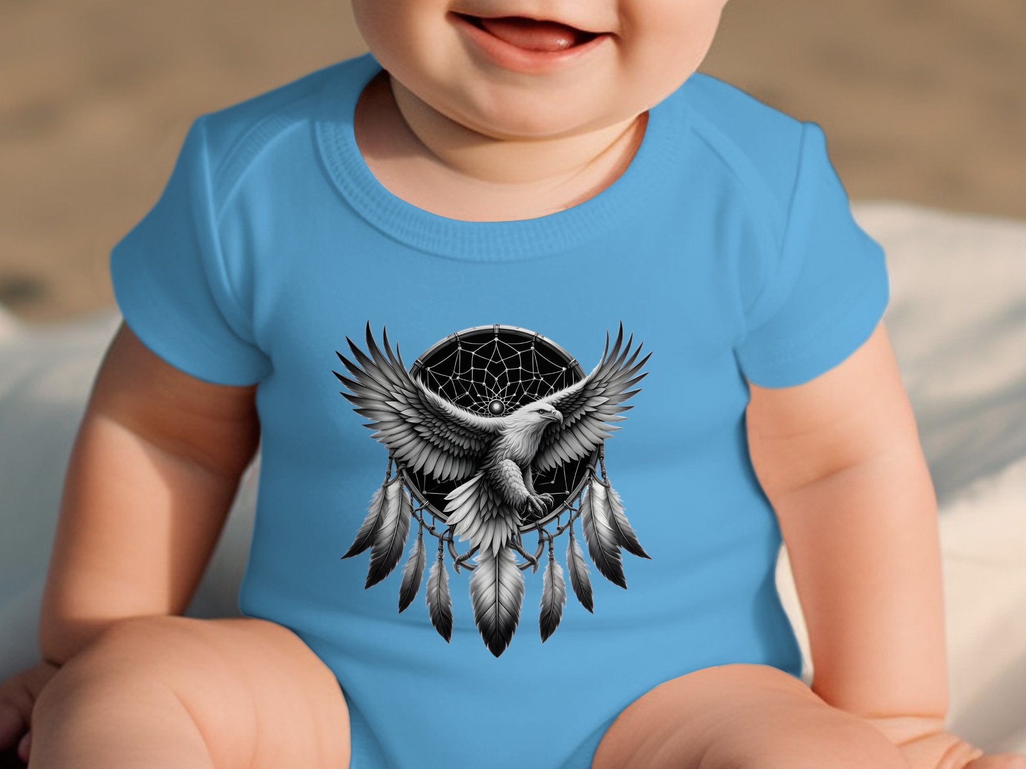 Dreamcatcher Eagle - Coloured Toddler Bodysuit Realistic Native American Talisman Unisex Mythology Tee Graphic Design