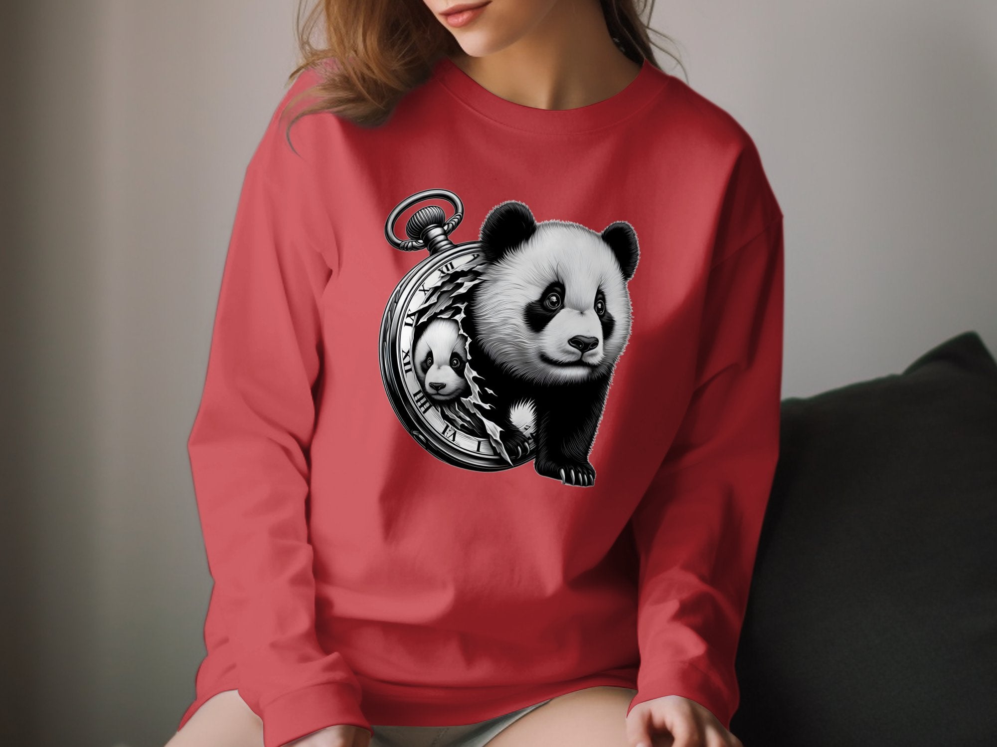 Panda - Coloured Gildan Long Sleeve Realistic Animal Talisman Unisex Cute Tee Graphic Design