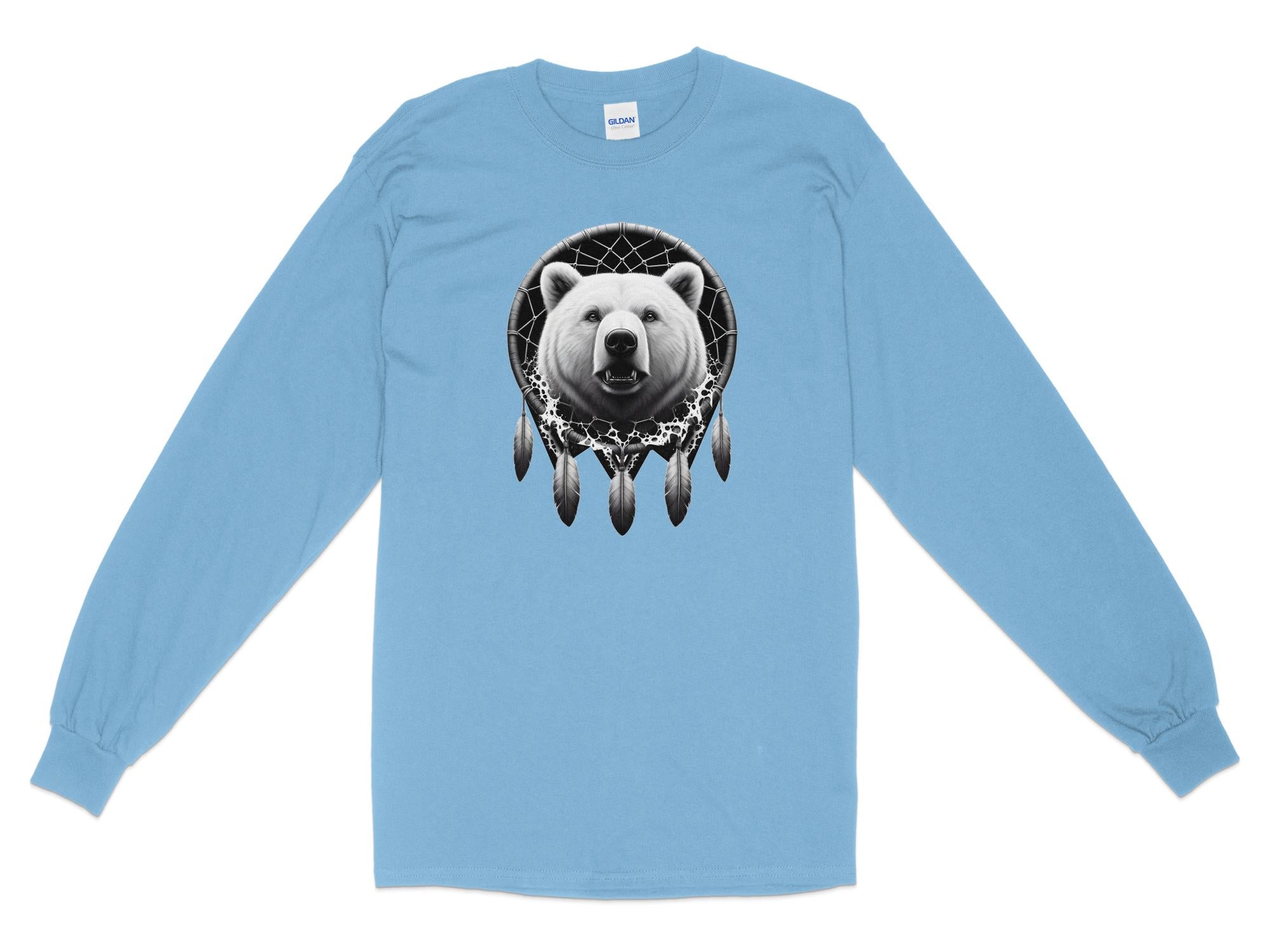 Dreamcatcher Bear - Coloured Gildan Long Sleeve Realistic Native American Talisman Unisex Mythology Tee Graphic Design