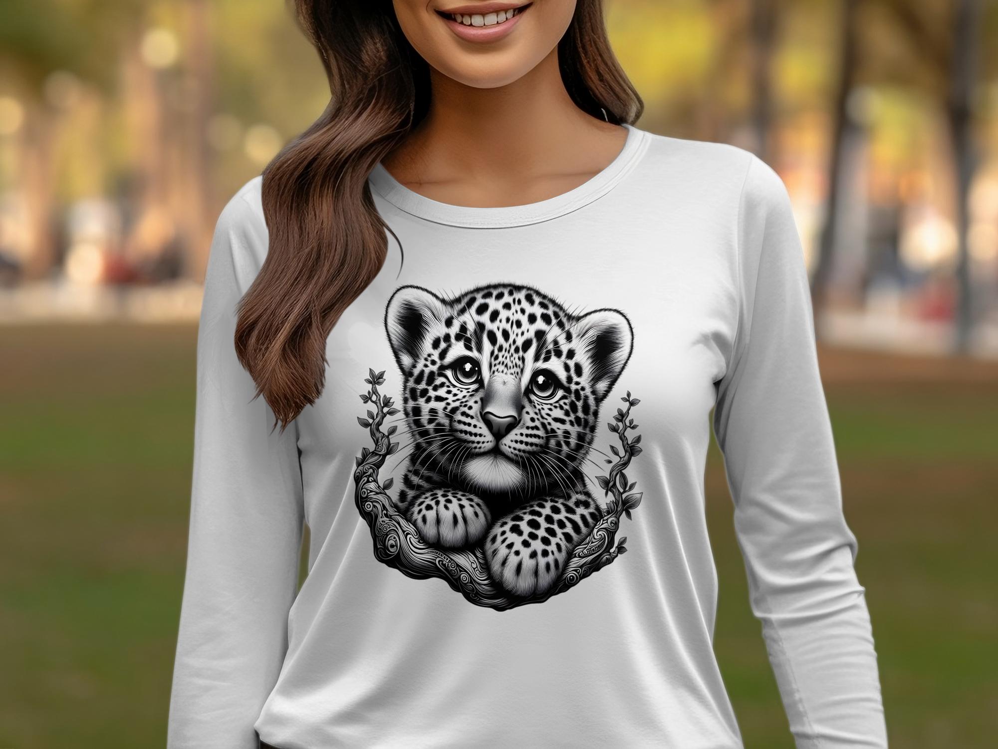 Leopard Bonsai - Coloured Gildan Long Sleeve Realistic Animal Talisman Unisex Cute Tee Graphic Design