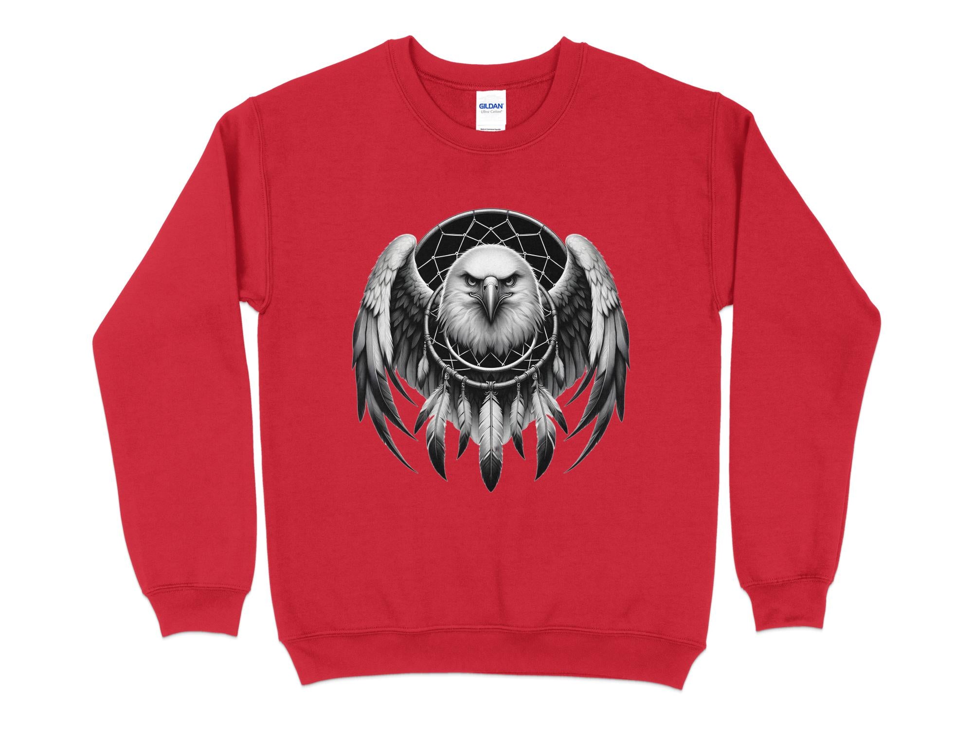 Dreamcatcher Eagle - Coloured Gildan Sweatshirt Realistic Native American Talisman Unisex Mythology Tee Graphic Design