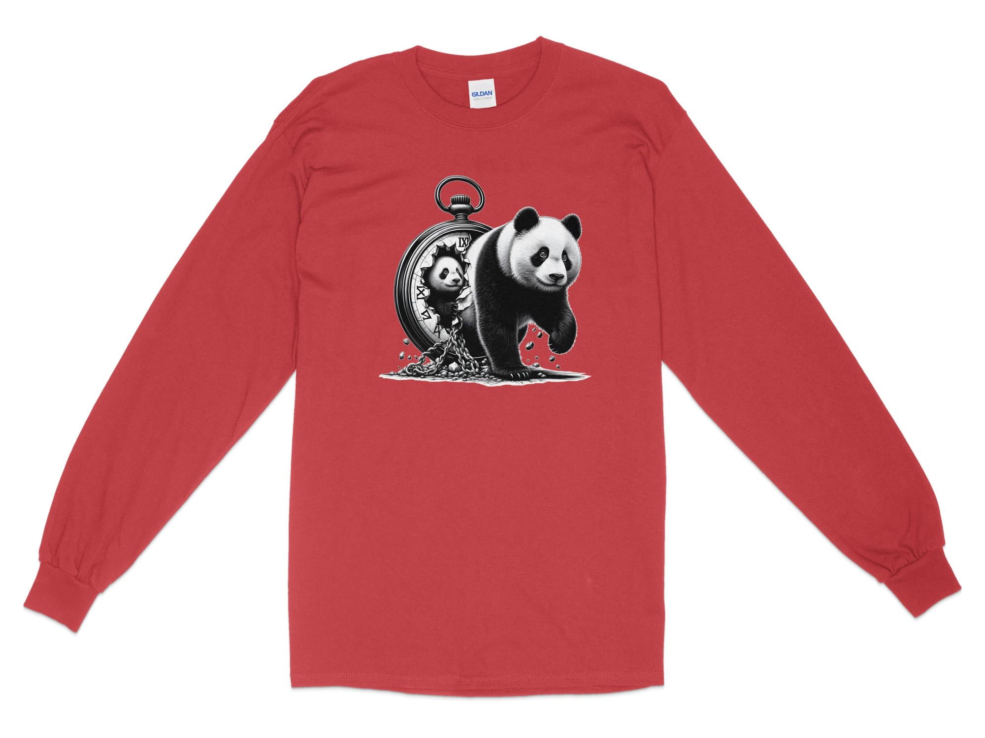 Panda - Coloured Gildan Long Sleeve Realistic Animal Talisman Unisex Cute Tee Graphic Design