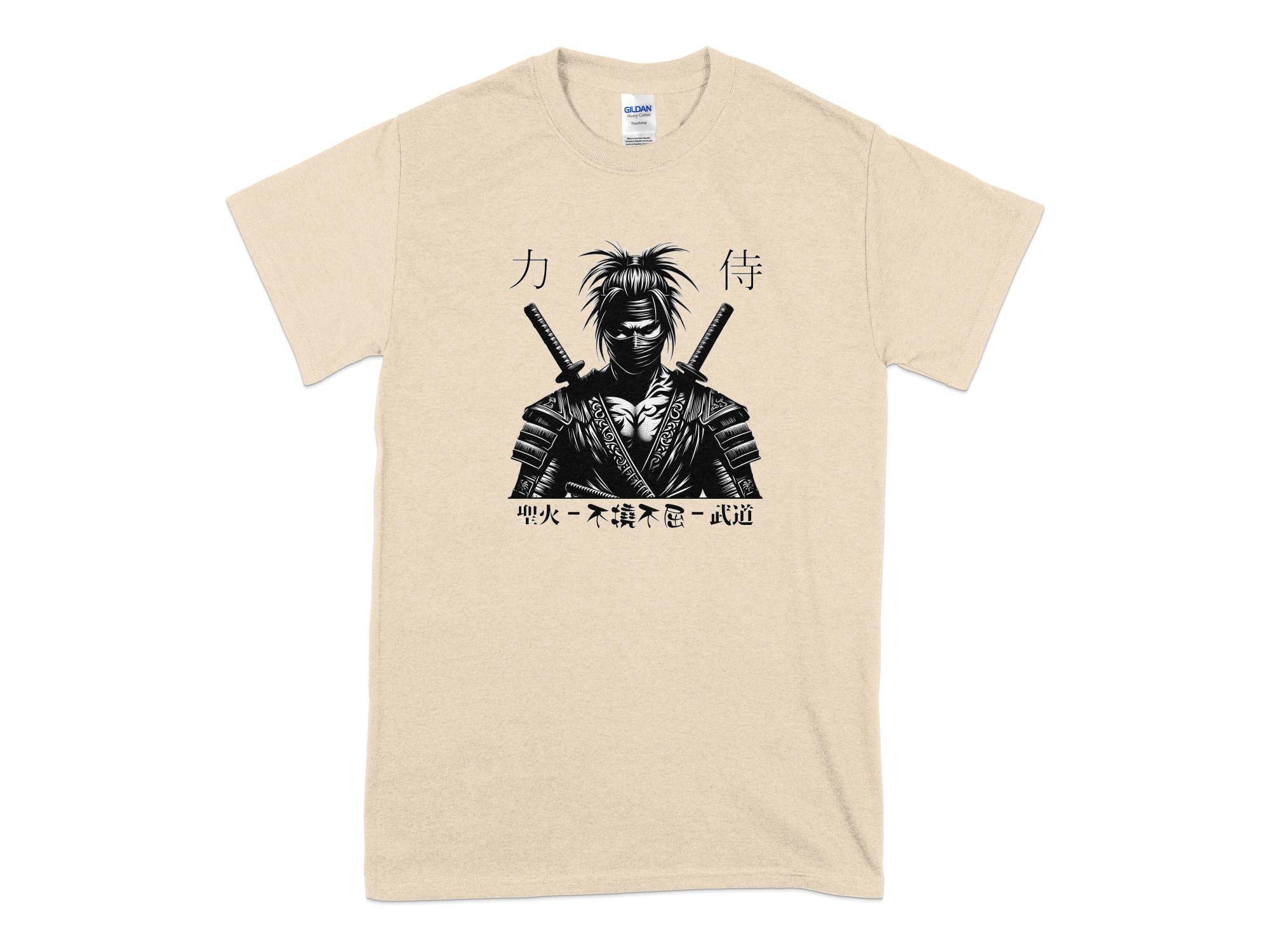 Samurai Ninja - Coloured Gildan T-Shirt Japanese Talisman Unisex Cultural Symbolic Graphic Design