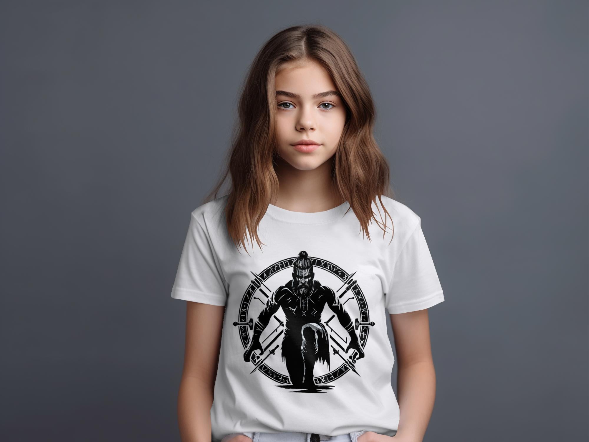 Viking Watchman - Coloured Gildan Kids T Shirt Norse Talisman Unisex Valhalla Tee