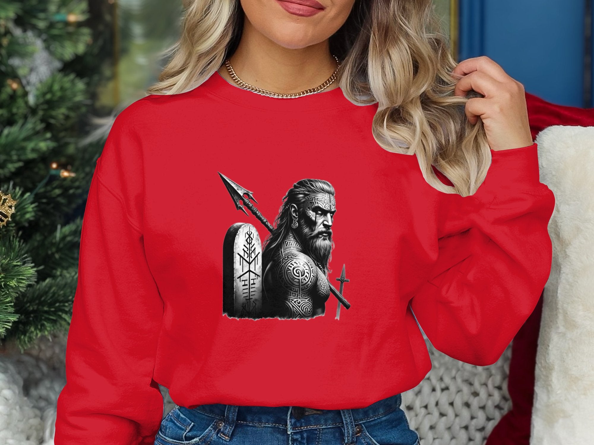 Viking Heroism - Coloured Gildan Sweatshirt Realistic Norse Talisman Men Women Unisex Valhalla Tee Graphic Design