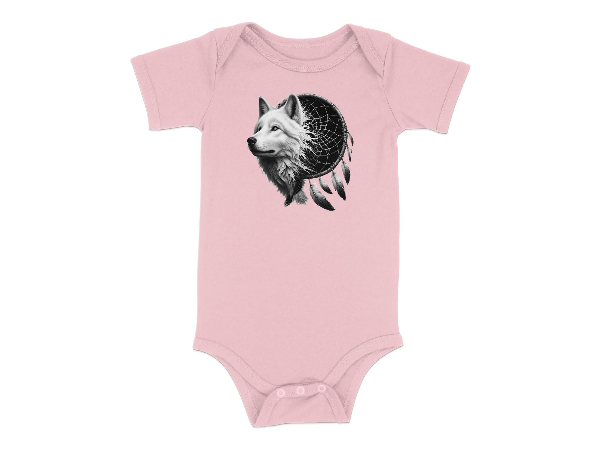 Dreamcatcher Wolf - Coloured Toddler Bodysuit Realistic Native American Talisman Unisex Mythology Tee Graphic Design